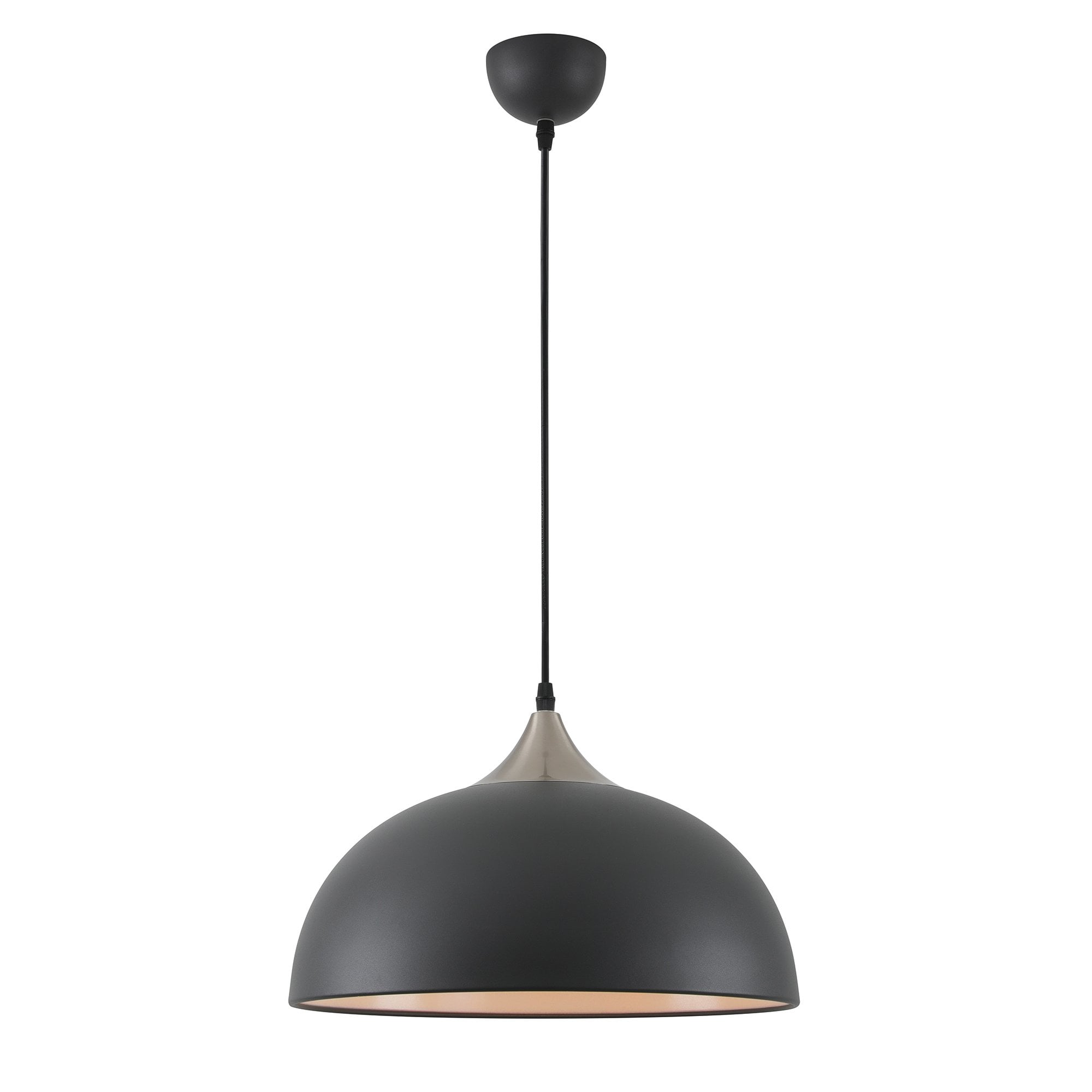 Tetbury Ceiling Pendant Light In Sand Black Finish With Satin Nickel Detail