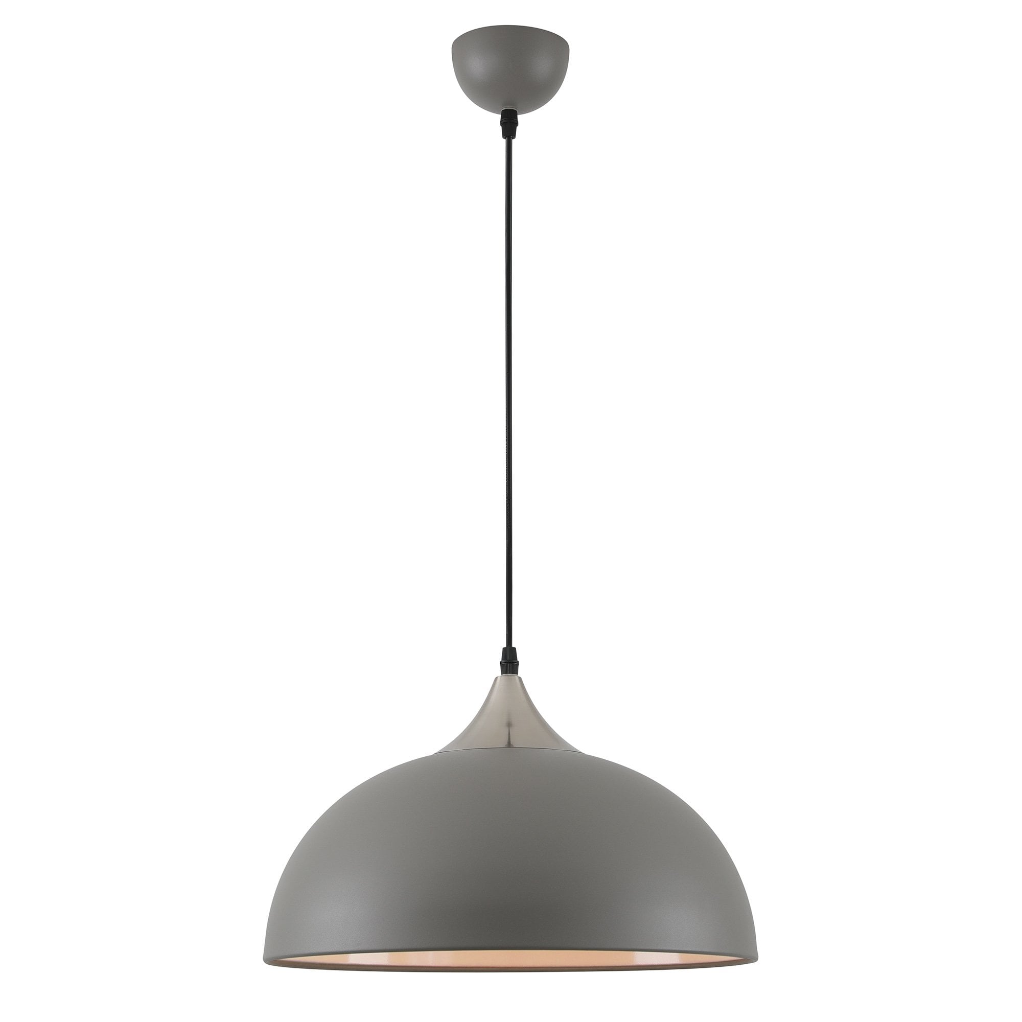 Tetbury Ceiling Pendant Light In Sand Grey Finish With Satin Nickel Detail