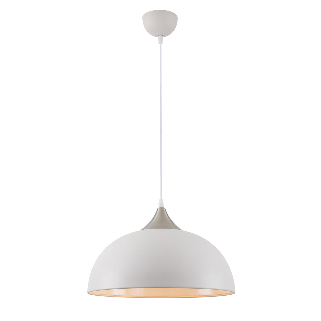 Tetbury Ceiling Pendant Light In Sand White Finish With Satin Nickel Detail