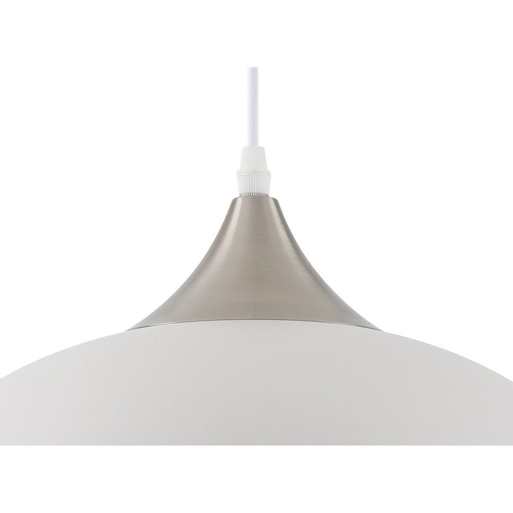 Tetbury Ceiling Pendant Light In Sand White Finish With Satin Nickel Detail