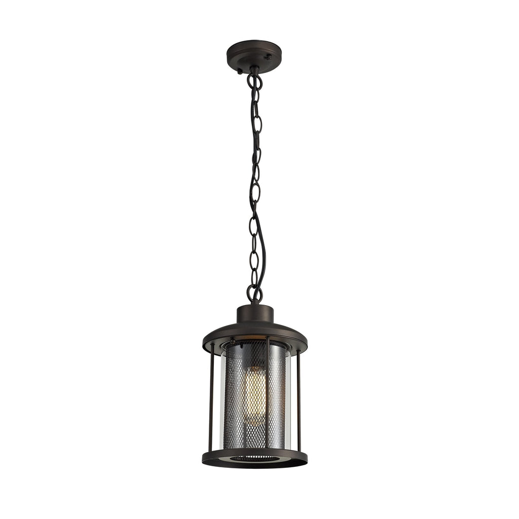 Purton Outdoor Ceiling Pendant Light In Antique Bronze With Clear Glass Panels