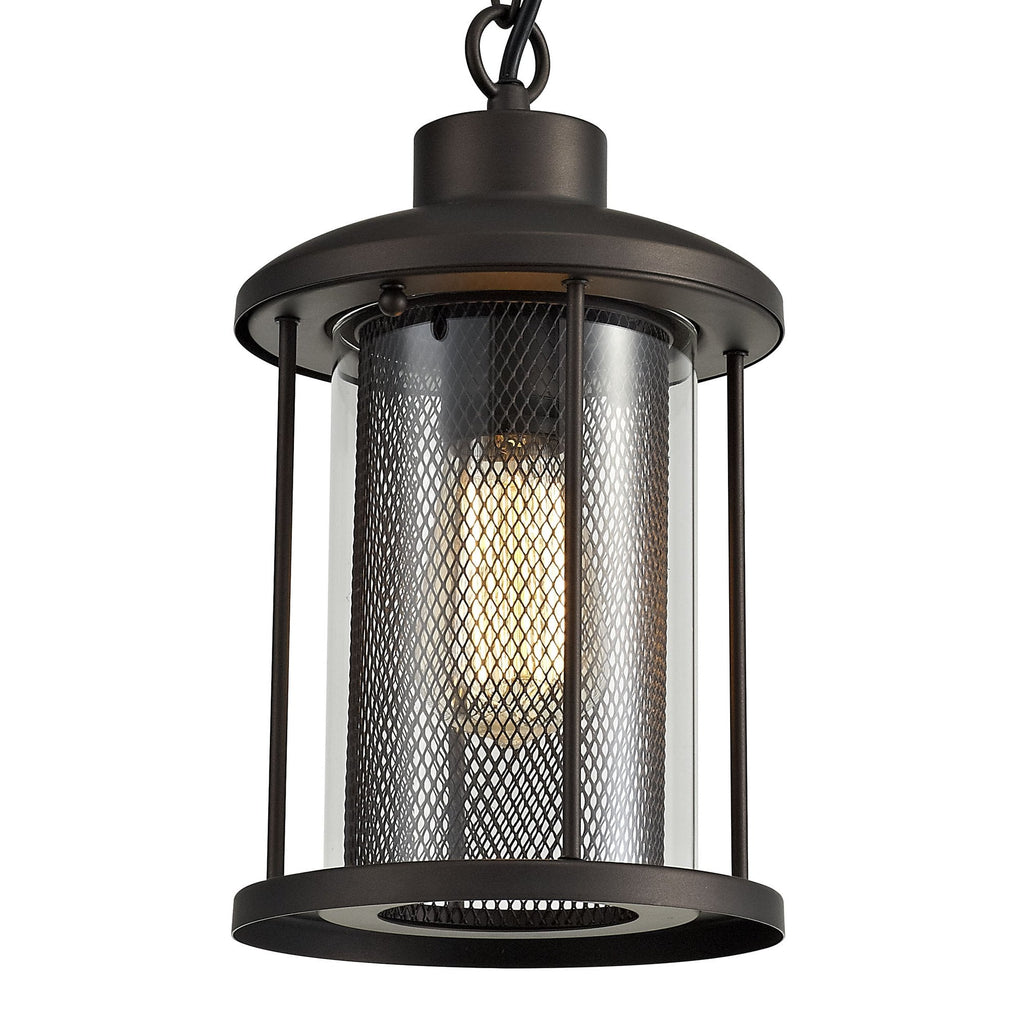 Purton Outdoor Ceiling Pendant Light In Antique Bronze With Clear Glass Panels