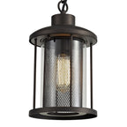 Purton Outdoor Ceiling Pendant Light In Antique Bronze With Clear Glass Panels