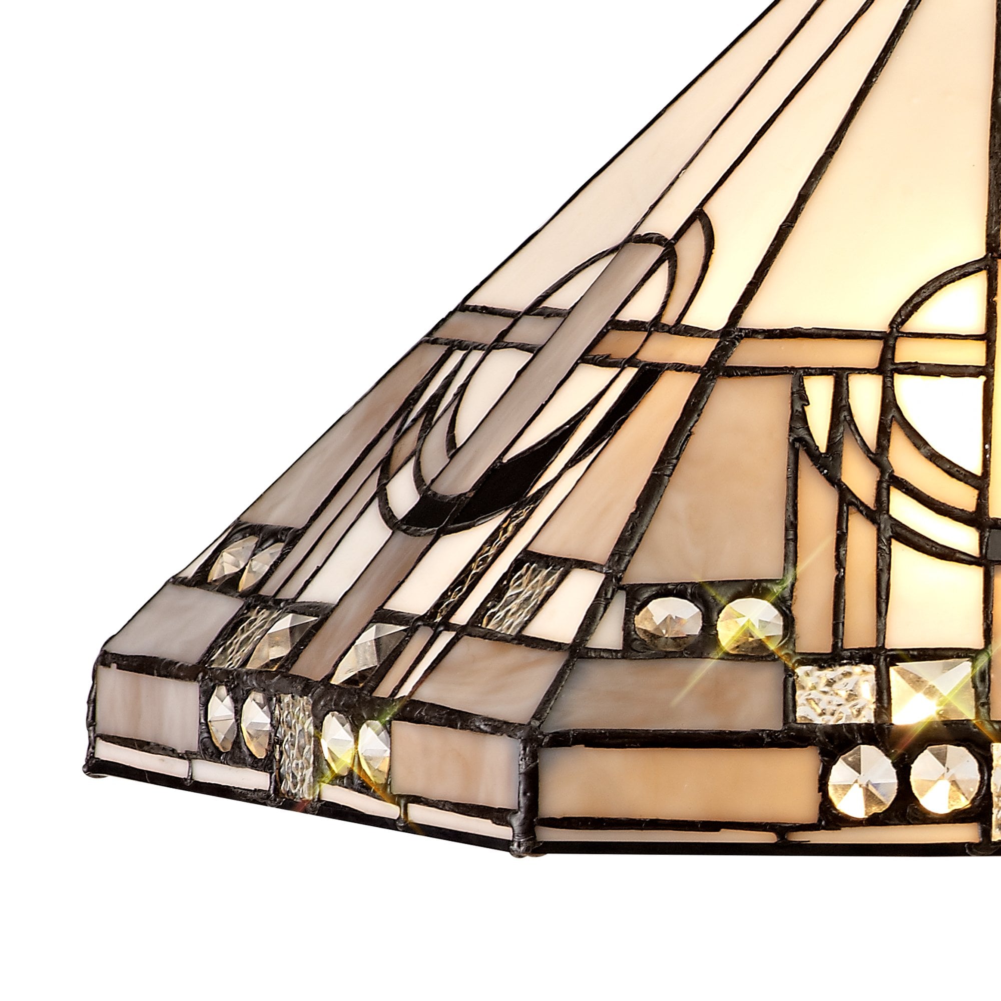 Glasgow Medium Tiffany Non Electric Ceiling Pendant Light In Grey, White and Black