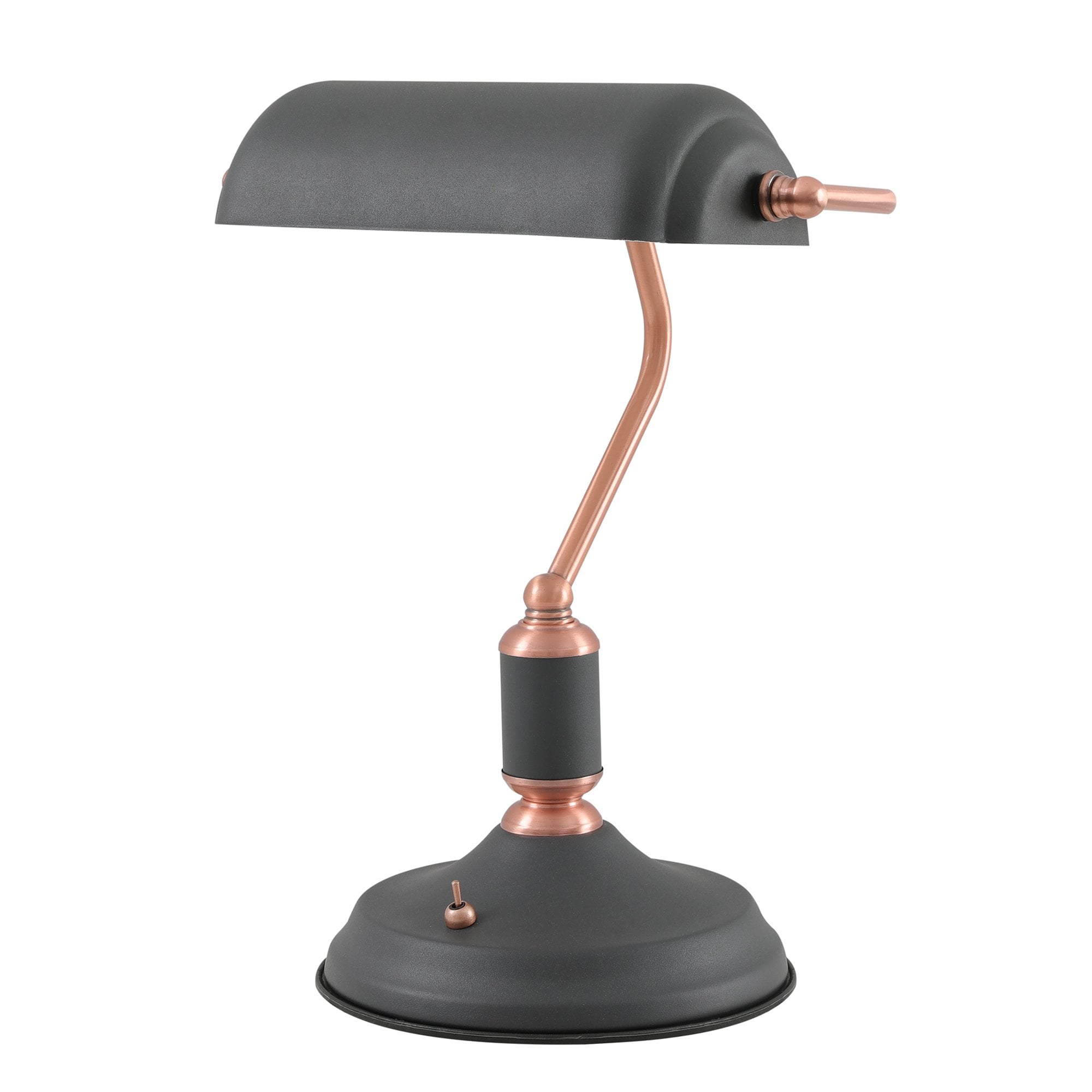 Ryde Bankers Table Lamp In Sand Black And Copper Finish