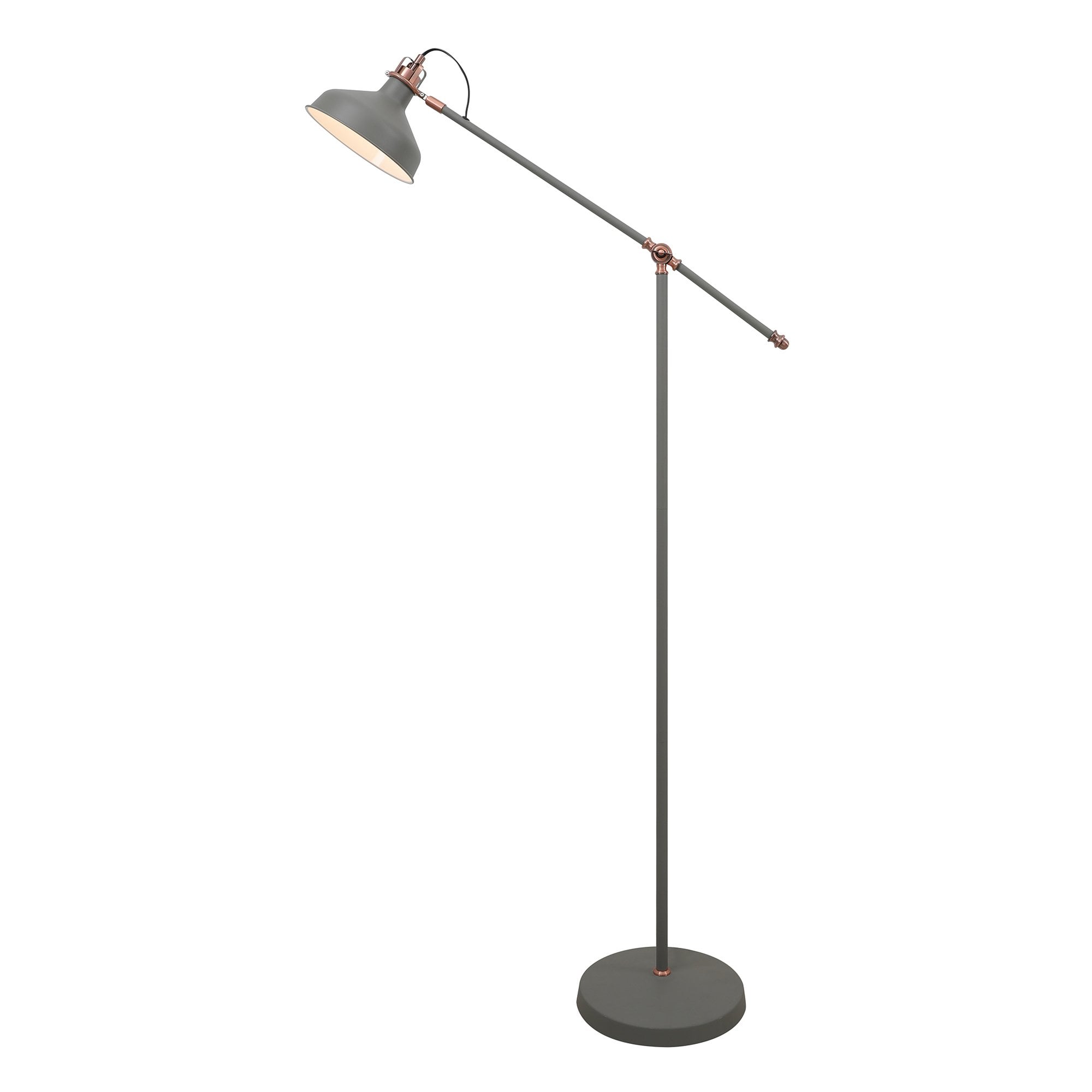 Ryde Adjustable Floor Lamp In Sand Grey And Copper Finish