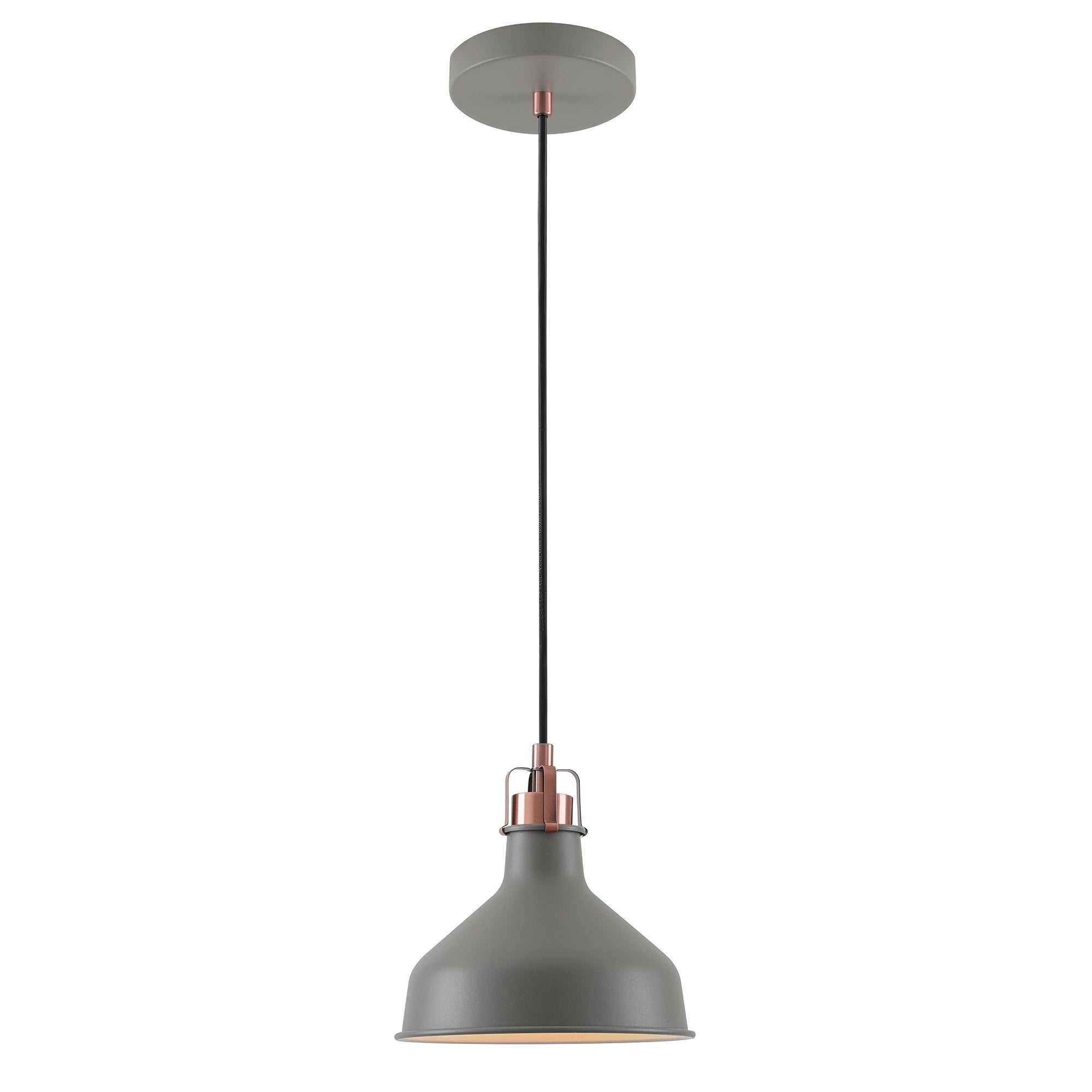 Ryde Small Ceiling Pendant Light In Sand Grey And Satin Copper Finish