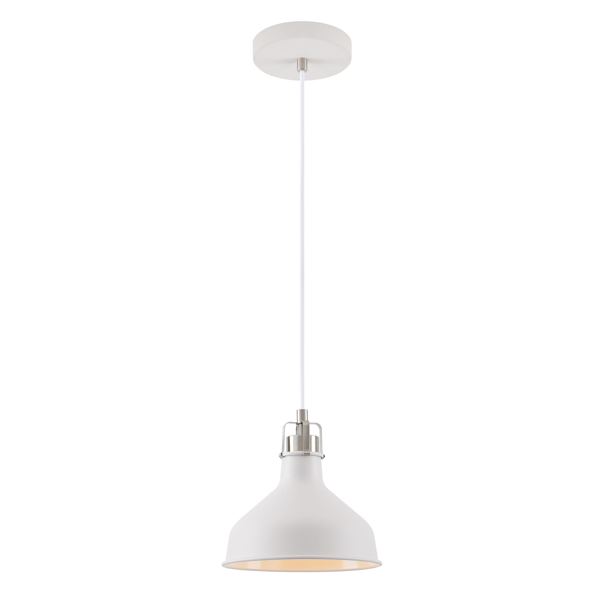 Ryde Small Ceiling Pendant Light In Sand White And Satin Nickel Finish