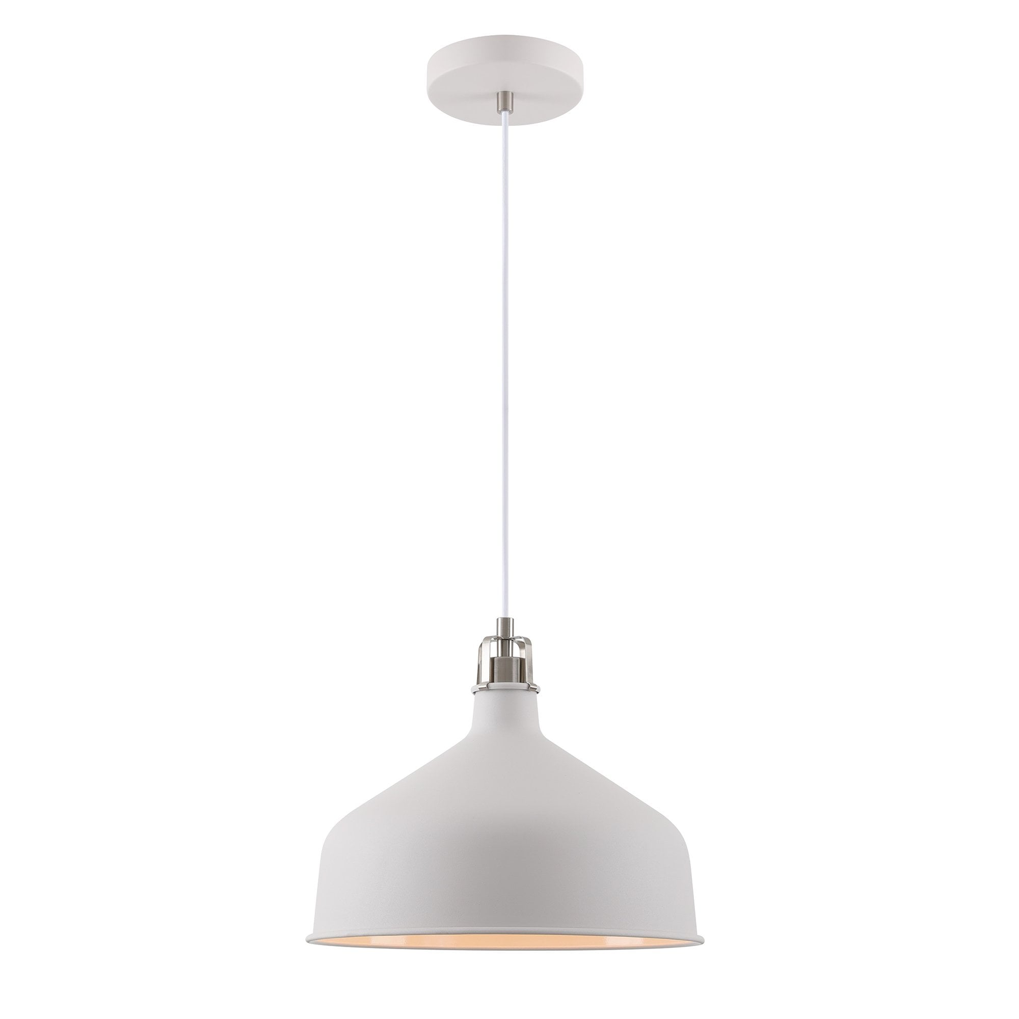 Ryde Medium Ceiling Pendant Light In Sand White And Satin Nickel Finish