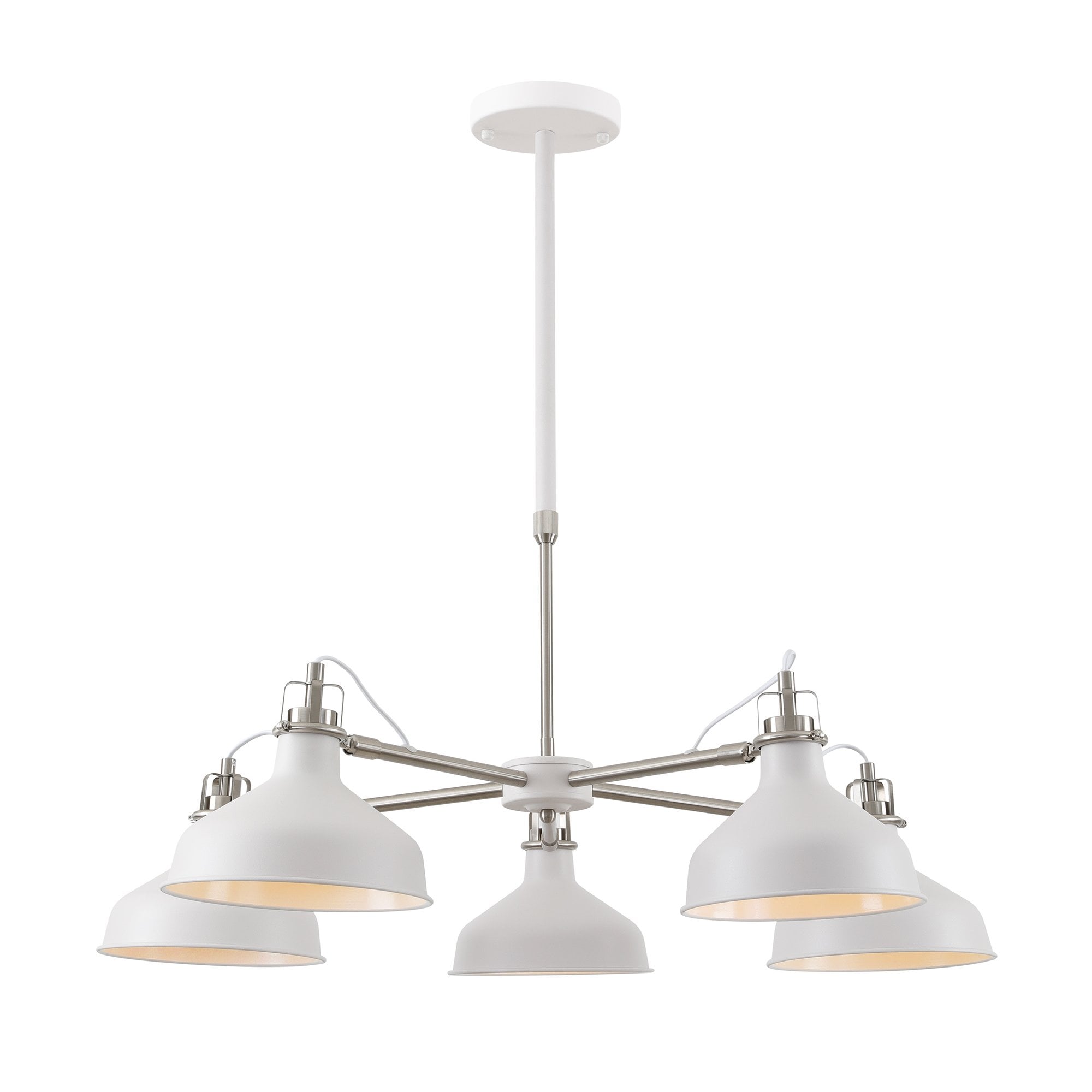 Ryde 5 Light Ceiling Pendant Light In Sand White And Satin Nickel Finish