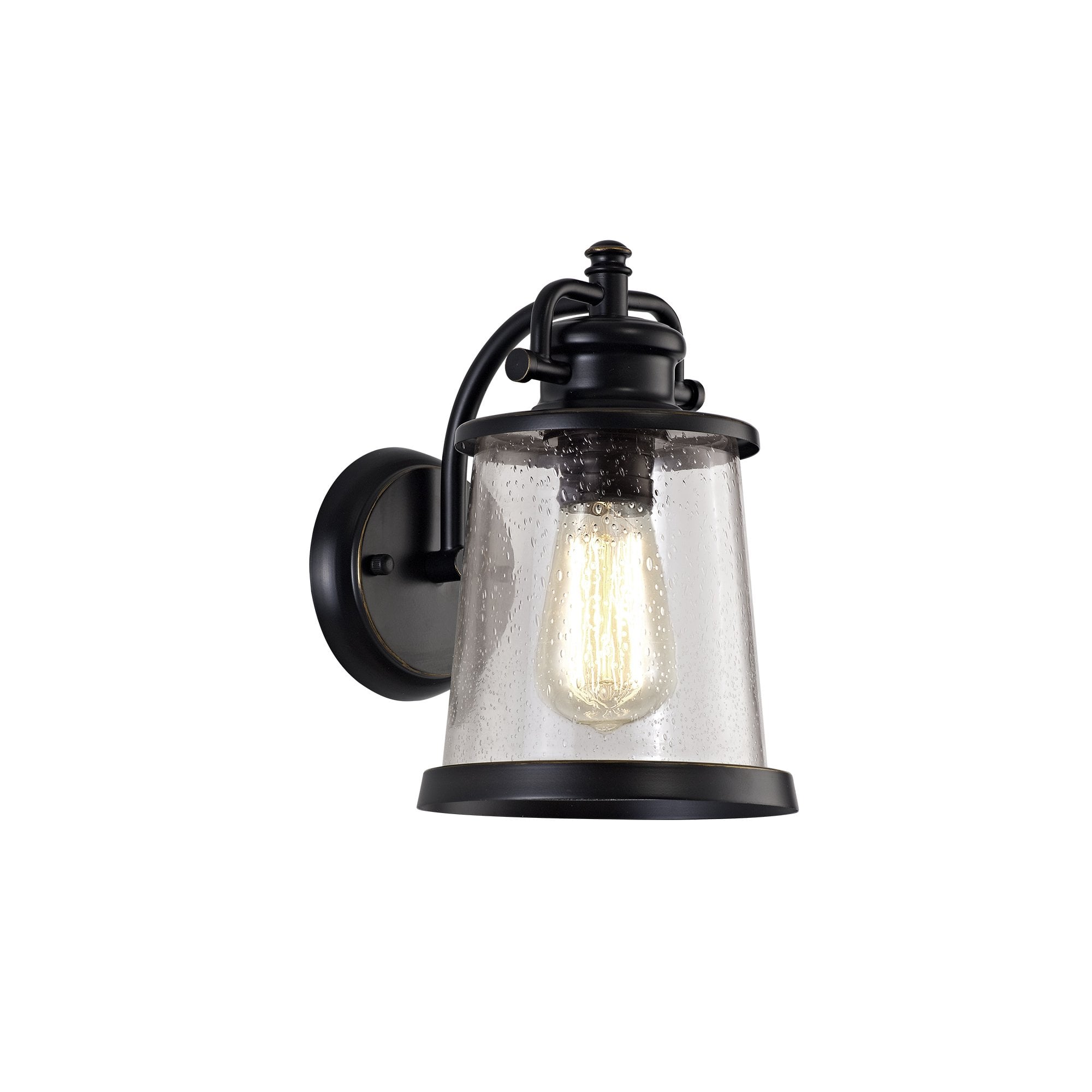 Oslo Outdoor Wall Light In Black Finish With Gold Highlights IP54