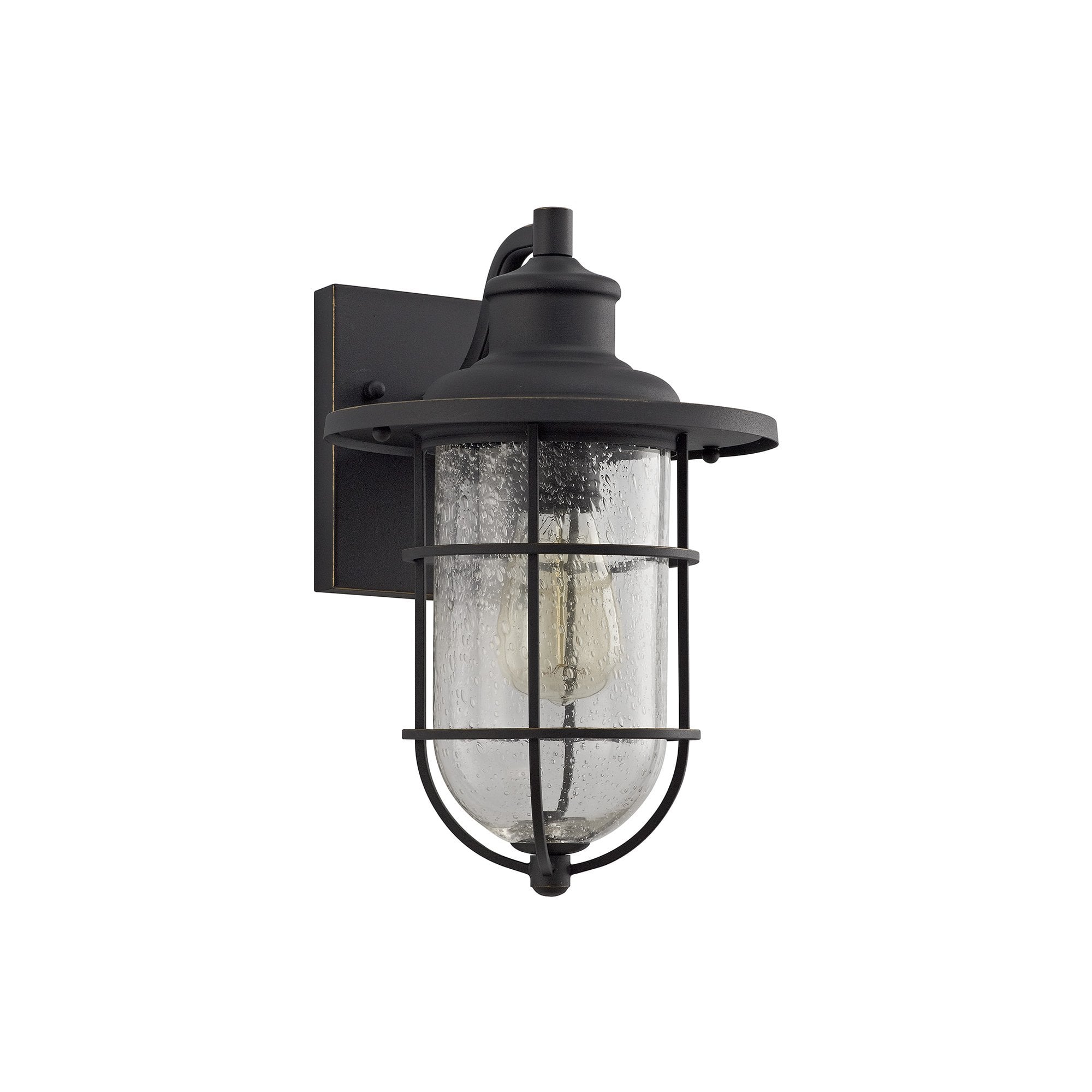 Haworth Outdoor Wall Light In Black Finish With Gold Highlights IP54