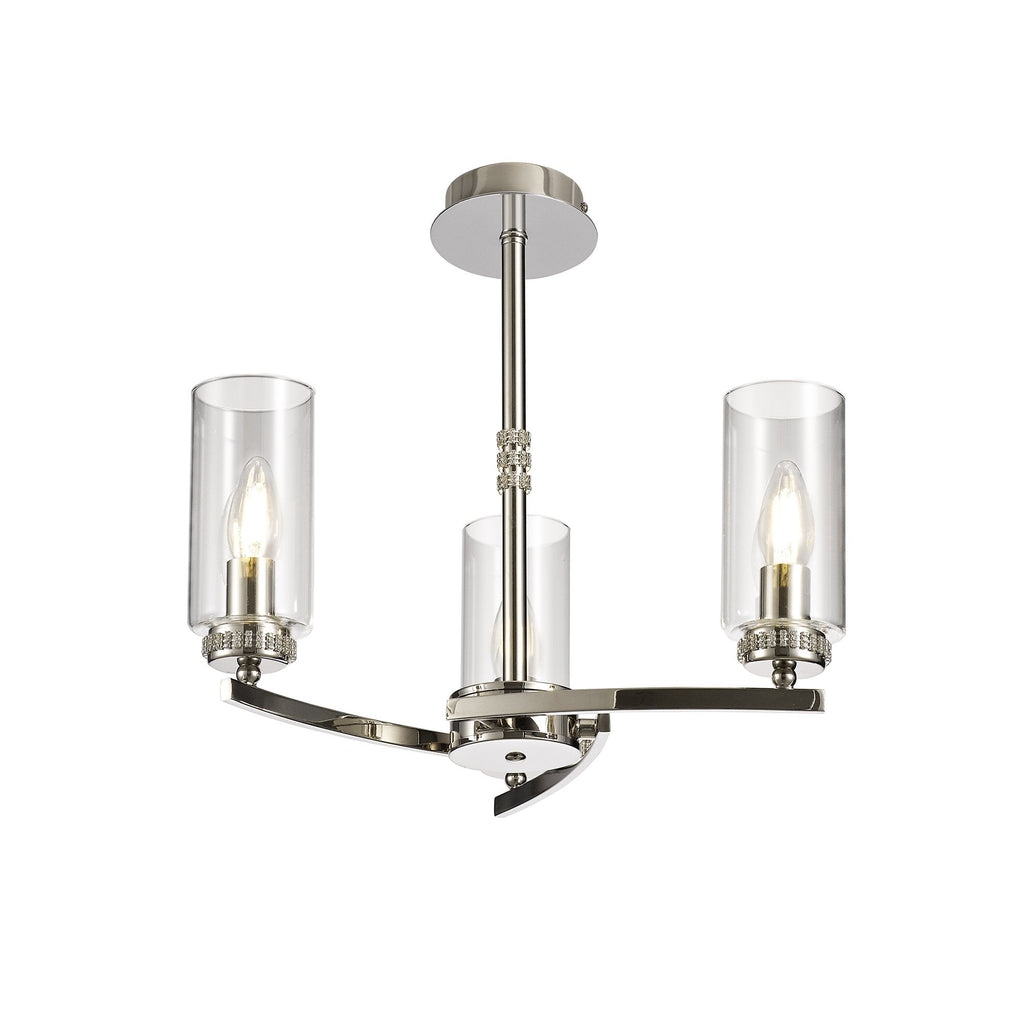 Benz Convertible 3 Light Ceiling Fitting In Polished Nickel Finish