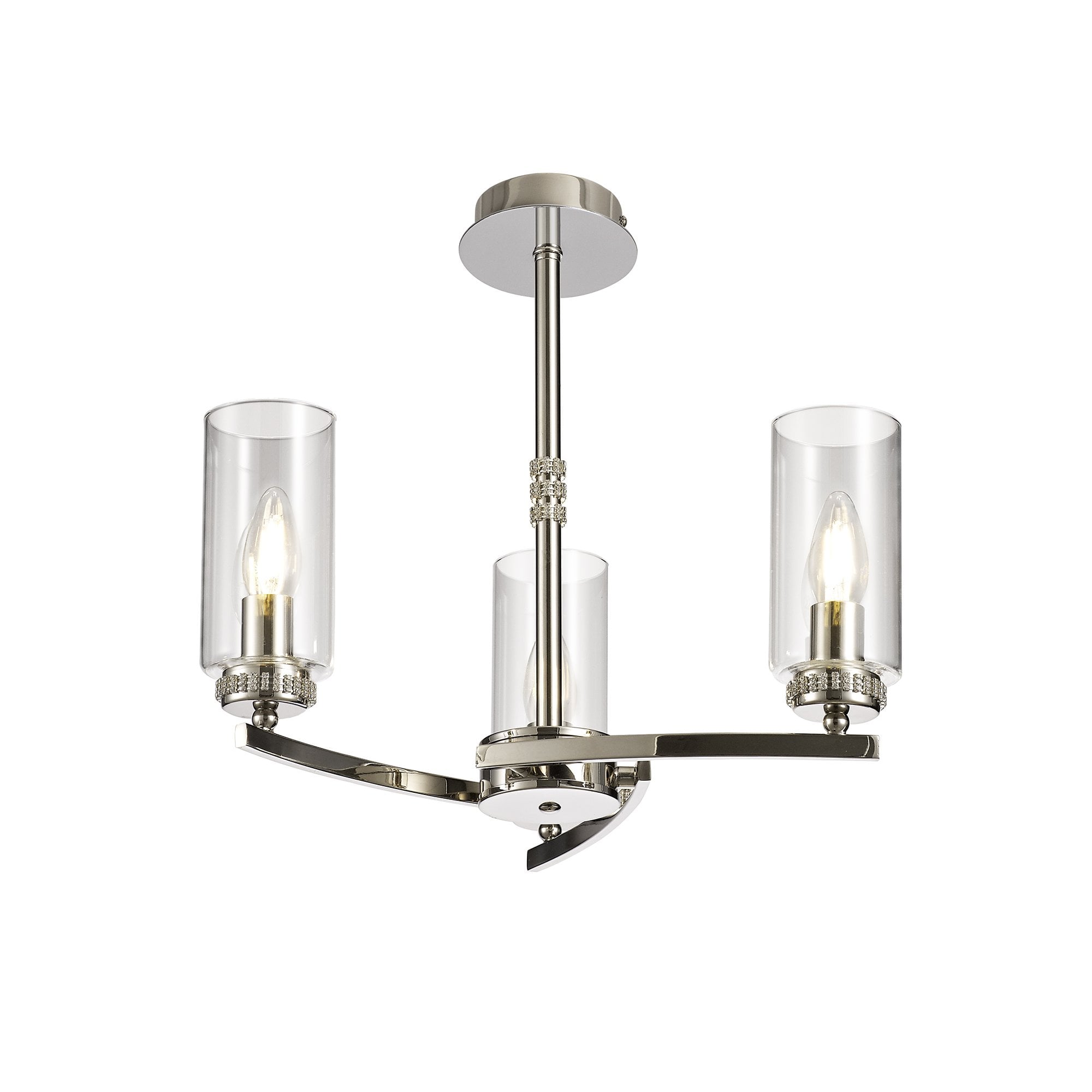 Benz Convertible 3 Light Ceiling Fitting In Polished Nickel Finish