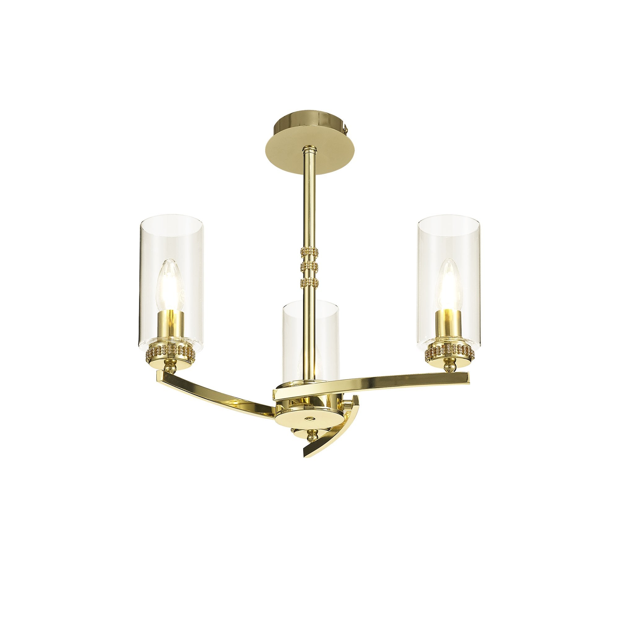 Benz Convertible 3 Light Ceiling Fitting In Polished Gold Finish