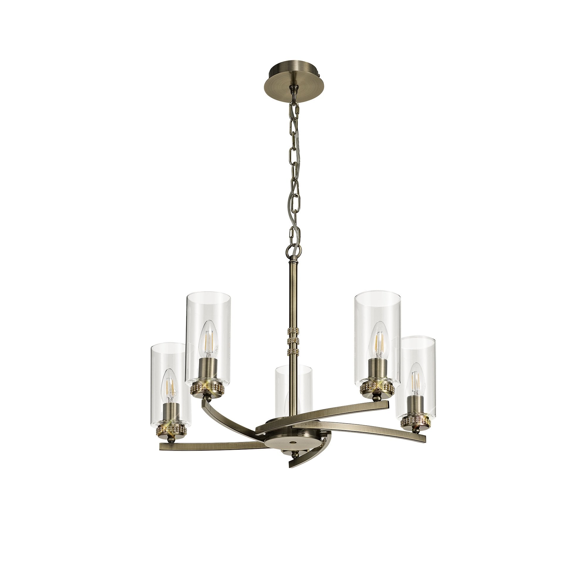 Benz Convertible 5 Light Ceiling Fitting In Antique Brass Finish