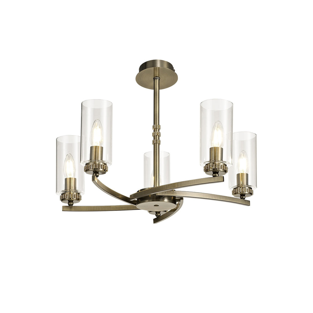 Benz Convertible 5 Light Ceiling Fitting In Antique Brass Finish
