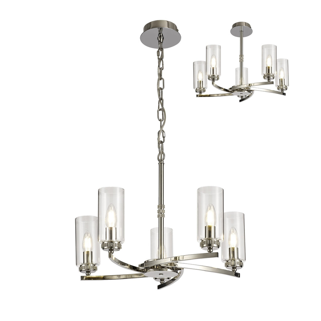 Benz Convertible 5 Light Ceiling Fitting In Polished Nickel Finish