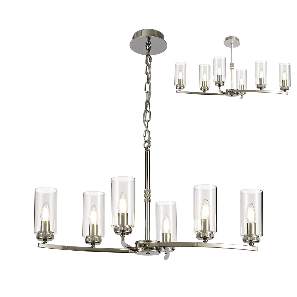 Benz Convertible 6 Light Ceiling Fitting In Polished Nickel Finish