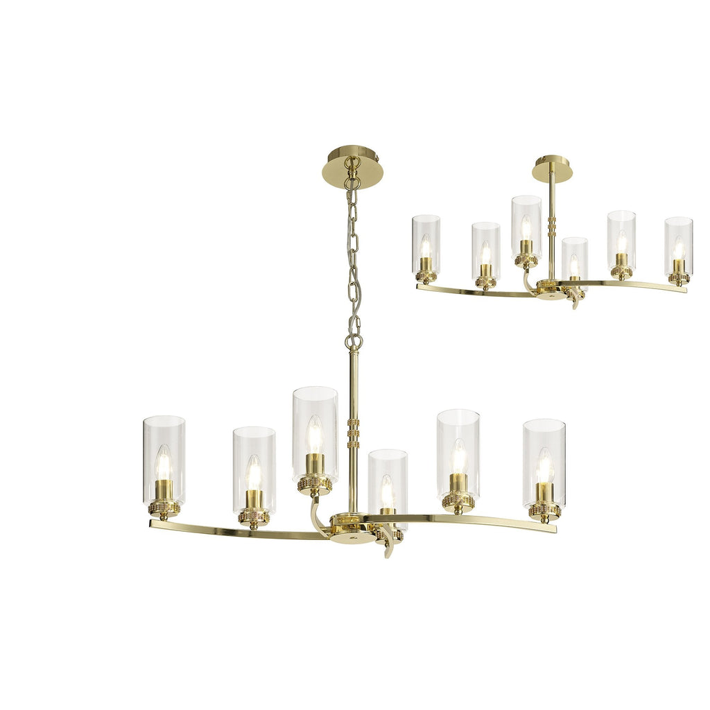 Benz Convertible 6 Light Ceiling Fitting In Polished Gold Finish