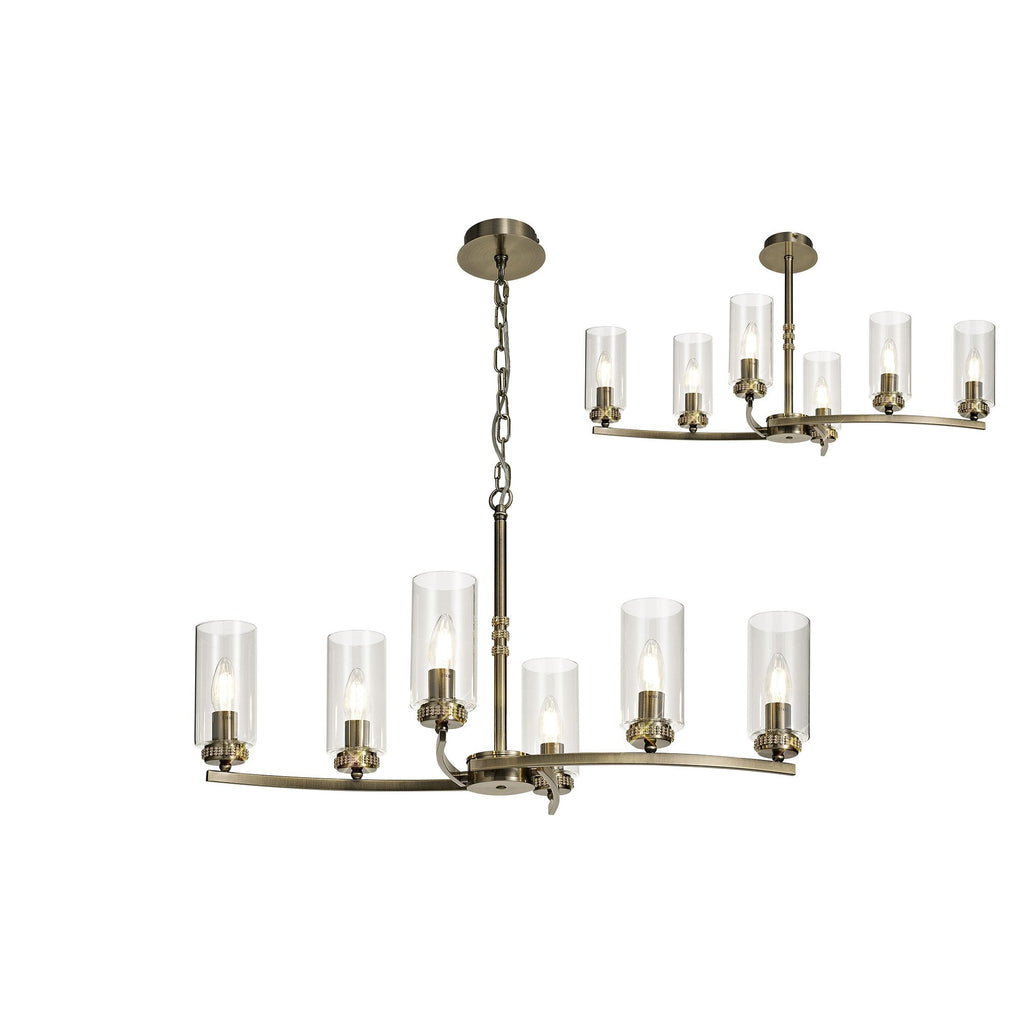 Benz Convertible 6 Light Ceiling Fitting In Antique Brass Finish