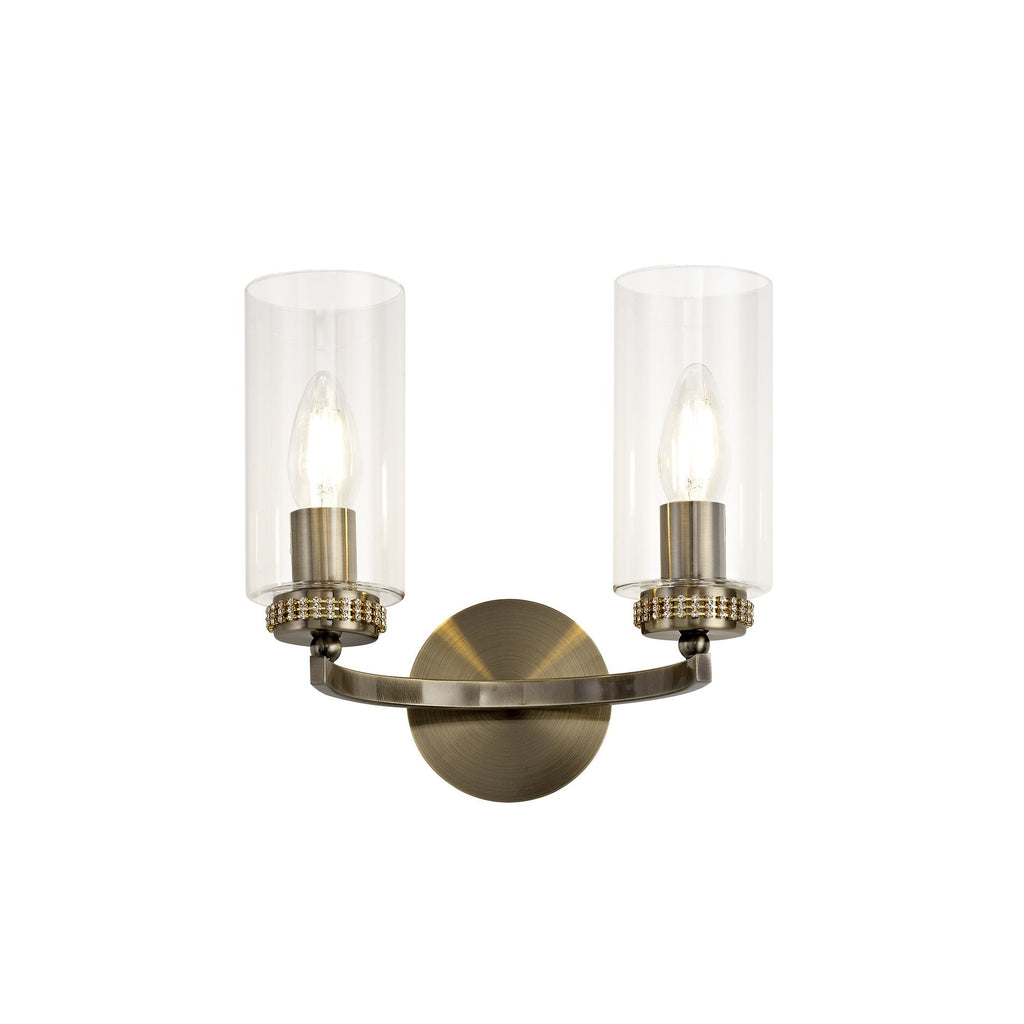 Benz Twin Wall Light In Antique Brass Finish