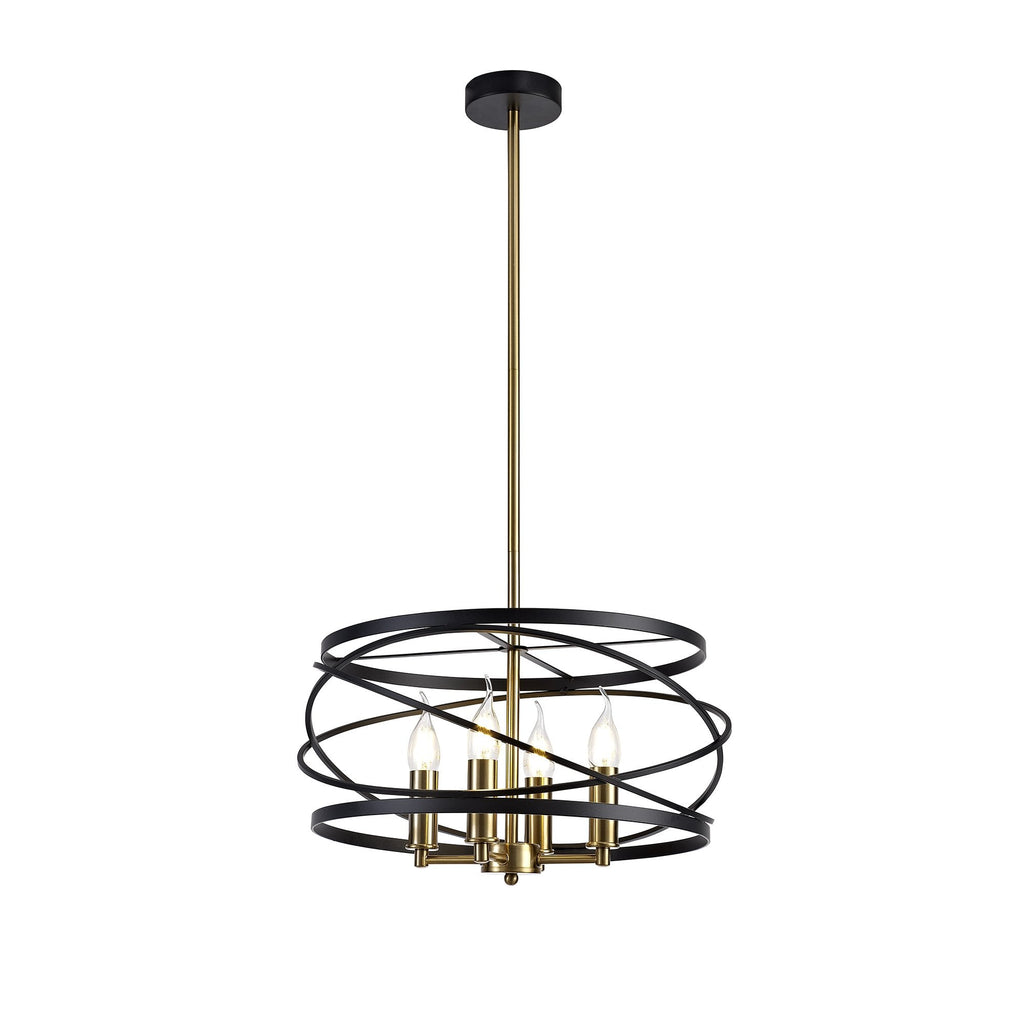 Orbit Elegant 4 Light Ceiling Pendant Light In Black And Satin Gold Finish