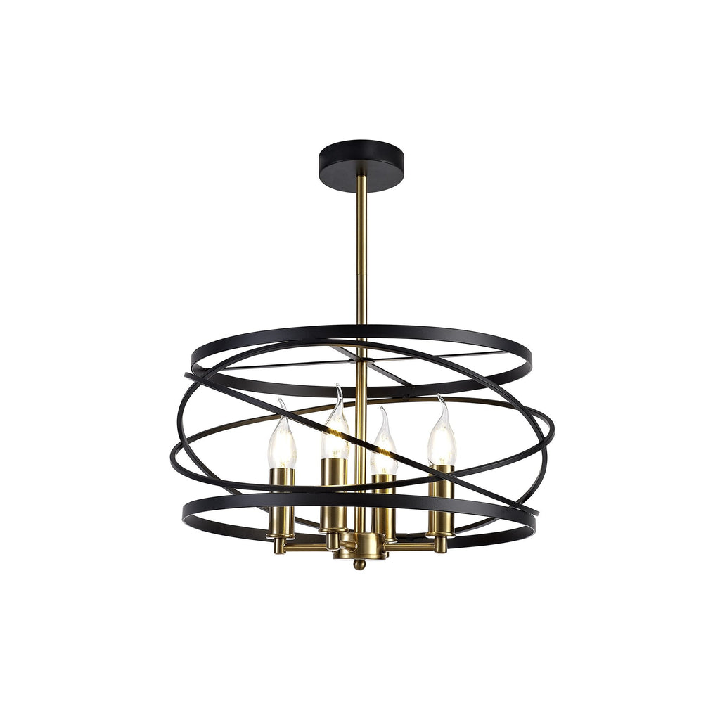 Orbit Elegant 4 Light Ceiling Pendant Light In Black And Satin Gold Finish