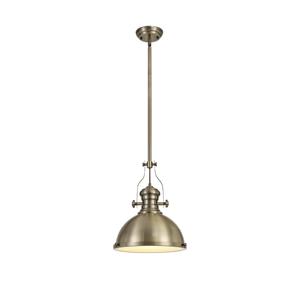 Albany Classic Ceiling Pendant Light In Antique Brass With Frosted Glass Diffuser