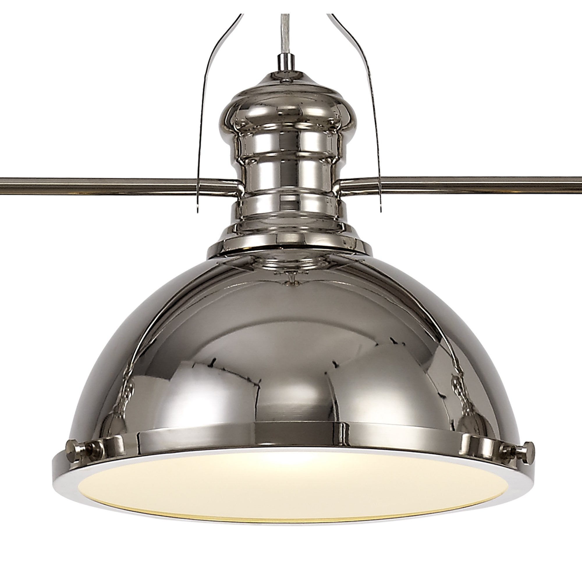 Albany Classic Ceiling Bar Pendant Light In Polished Nickel With Frosted Glass Diffuser
