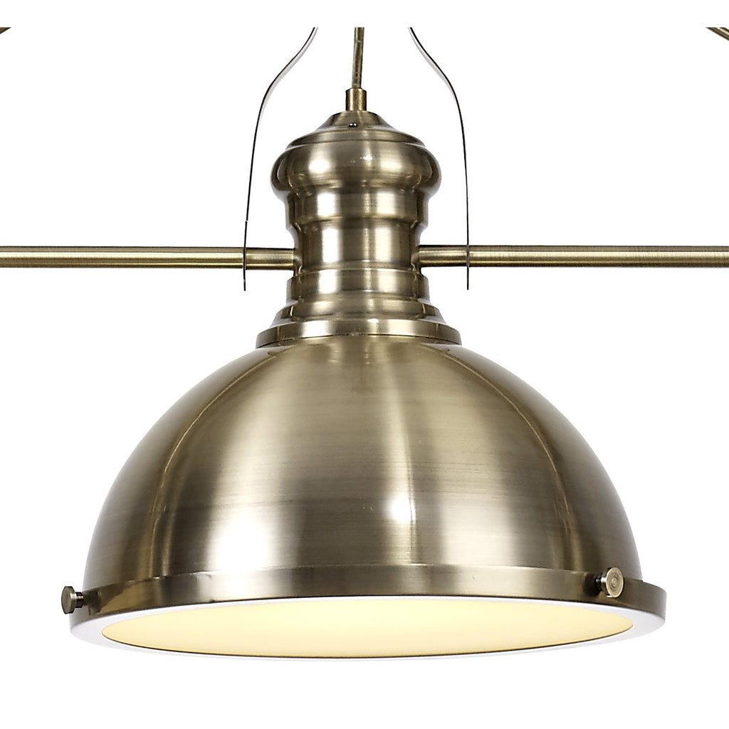 Albany Classic Ceiling Bar Pendant Light In Antique Brass With Frosted Glass Diffuser