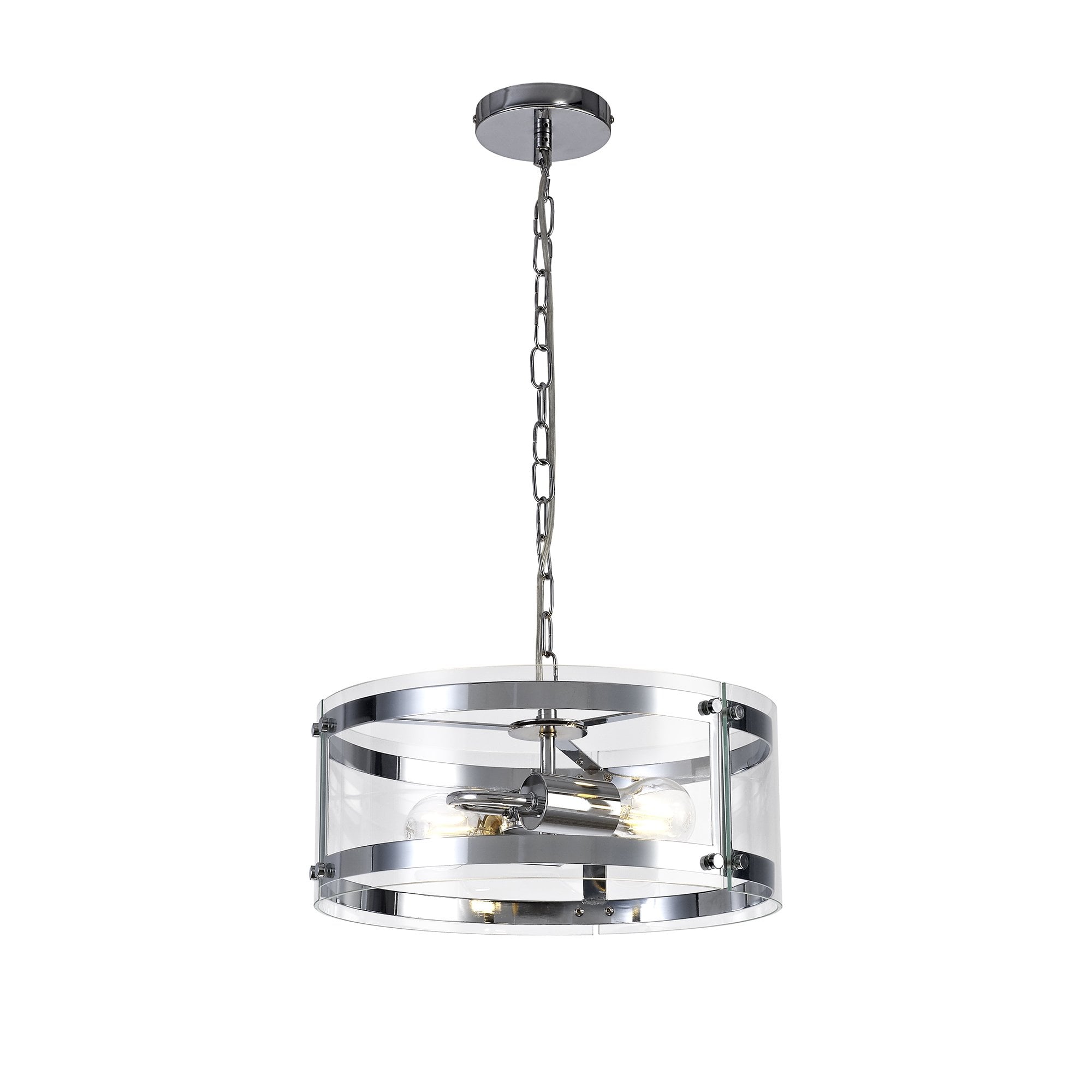 York Classic Ceiling Light In Polished Chrome Finish With Clear Glass