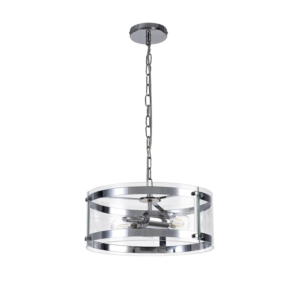 York Classic Ceiling Light In Polished Chrome Finish With Clear Glass