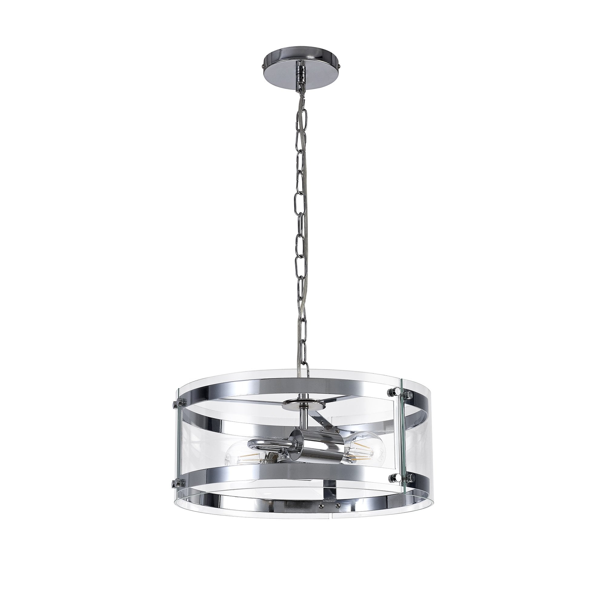 York Classic Ceiling Light In Polished Chrome Finish With Clear Glass