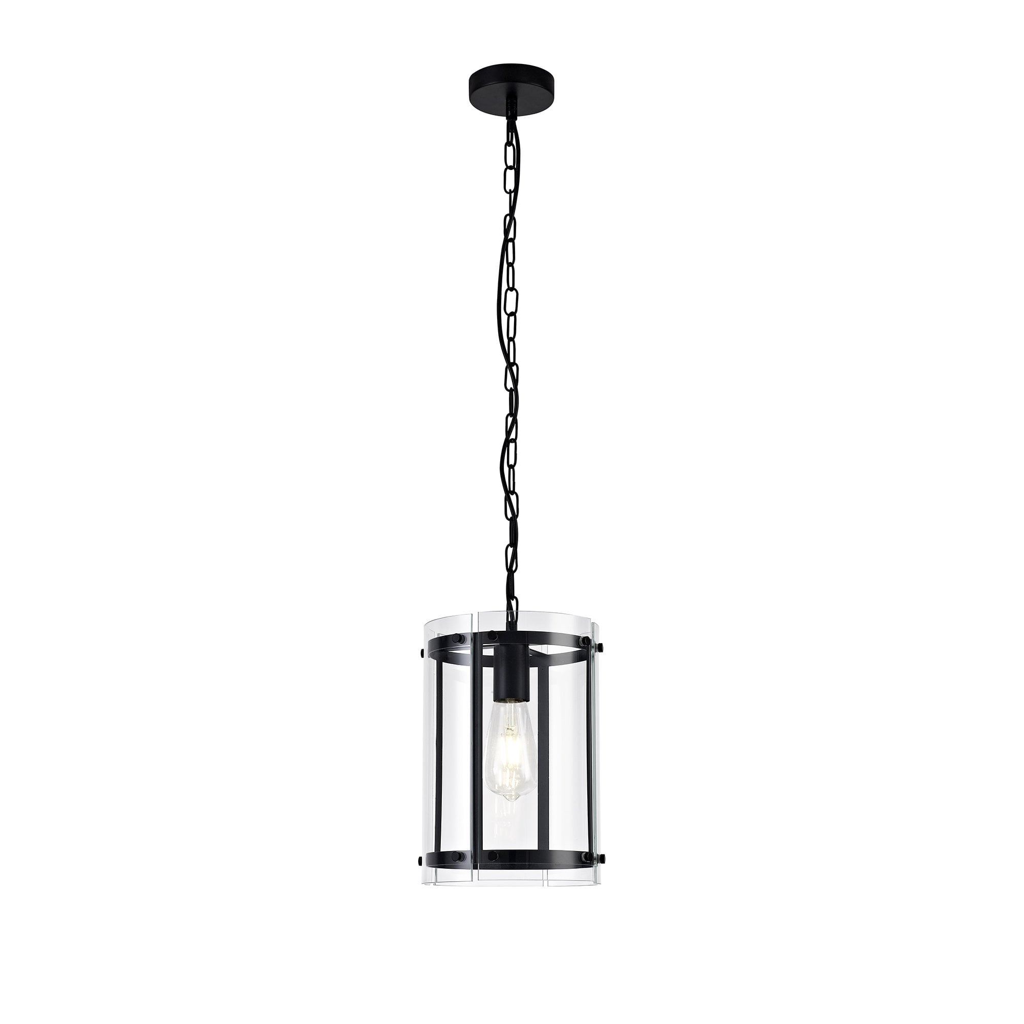 York Classic Small Ceiling Light In Matt Black Finish With Clear Glass