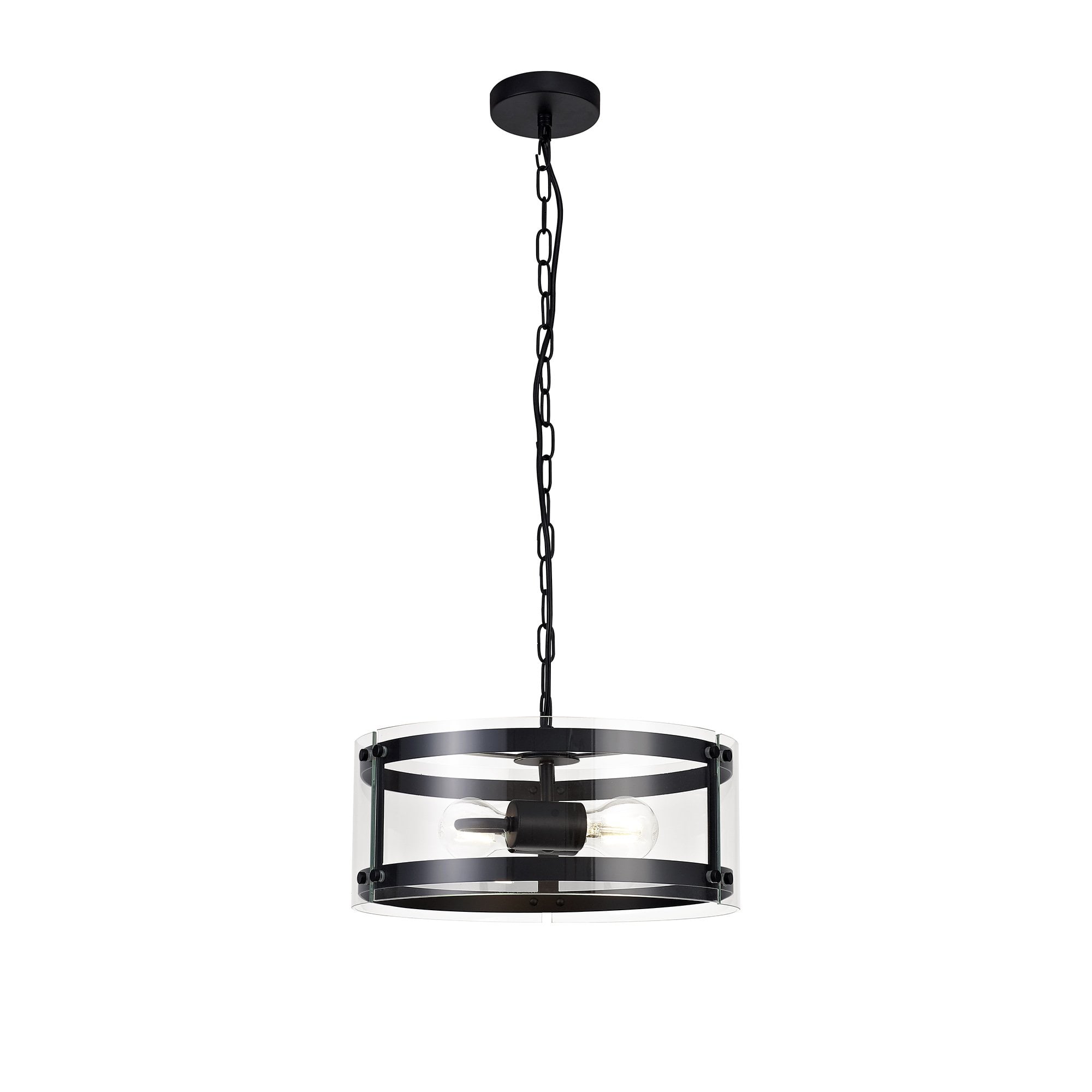 York Classic Ceiling Light In Matt Black Finish With Clear Glass