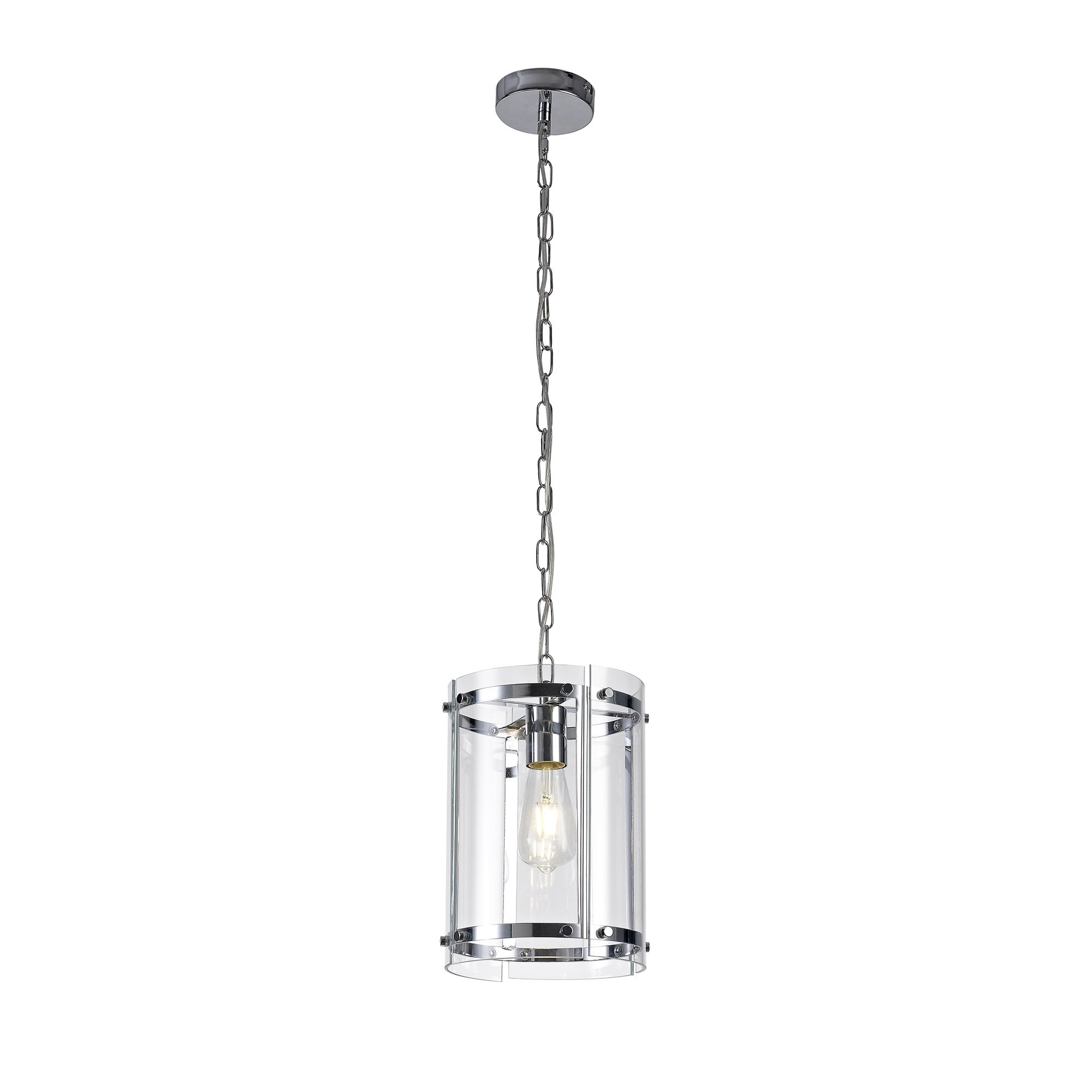 York Classic Ceiling Light In Polished Chrome Finish With Clear Glass