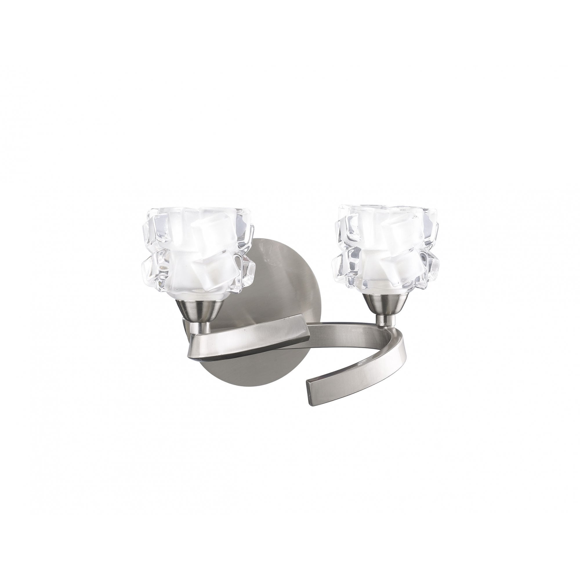 Ice Stylish Switched 2 Light Wall Light In Satin Nickel Finish M1854/S
