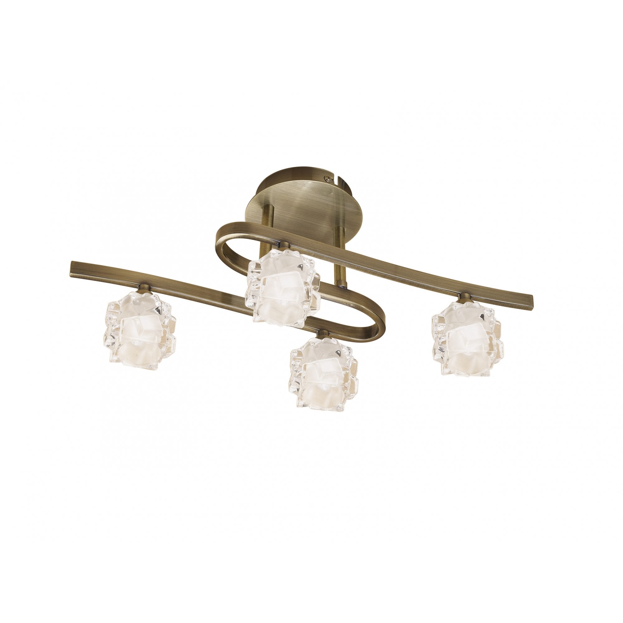 Ice Stylish 4 Light Semi Flush Ceiling Light In Antique Brass M1863