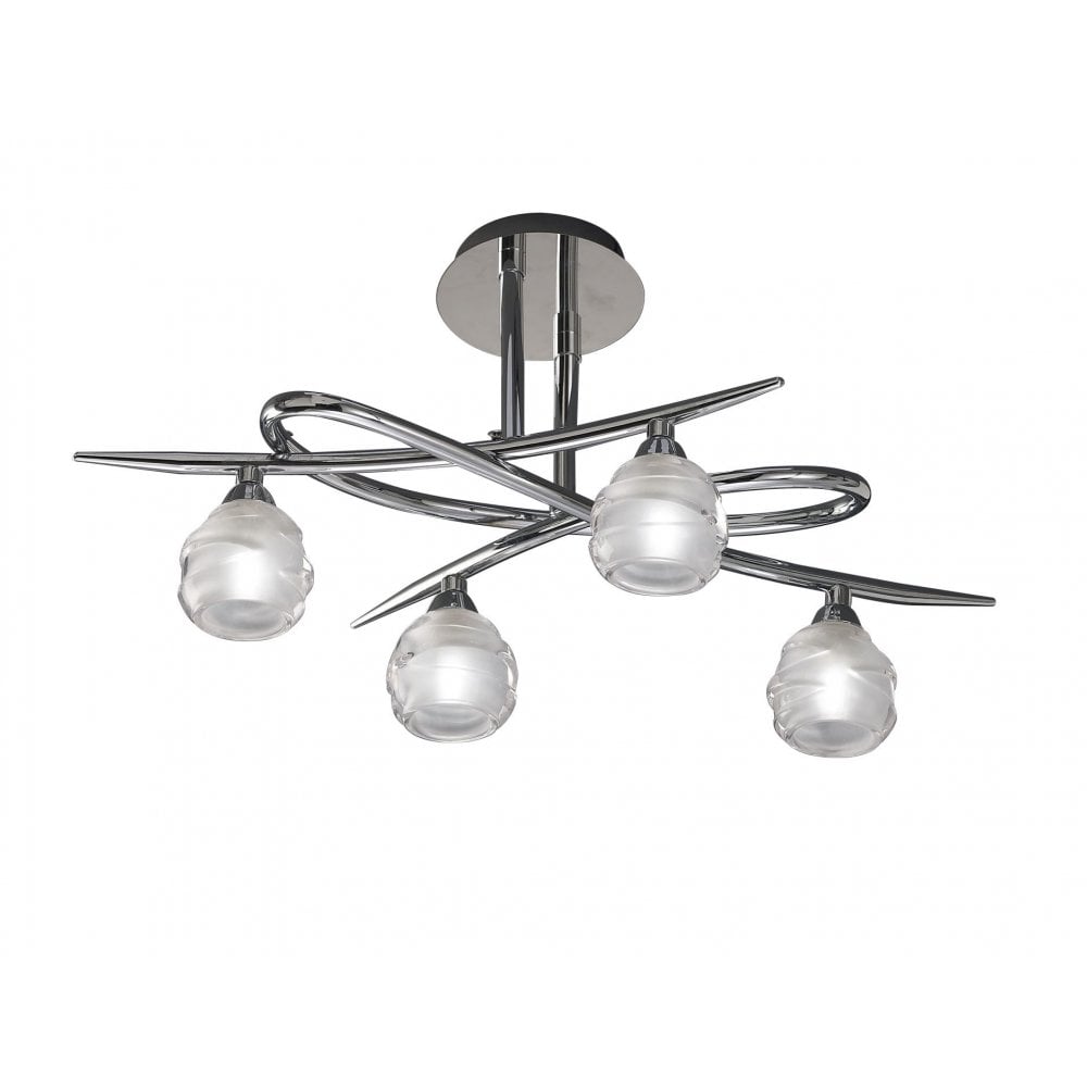 Loop Modern 4 Light Semi Flush Ceiling Light In Polished Chrome Finish M1803