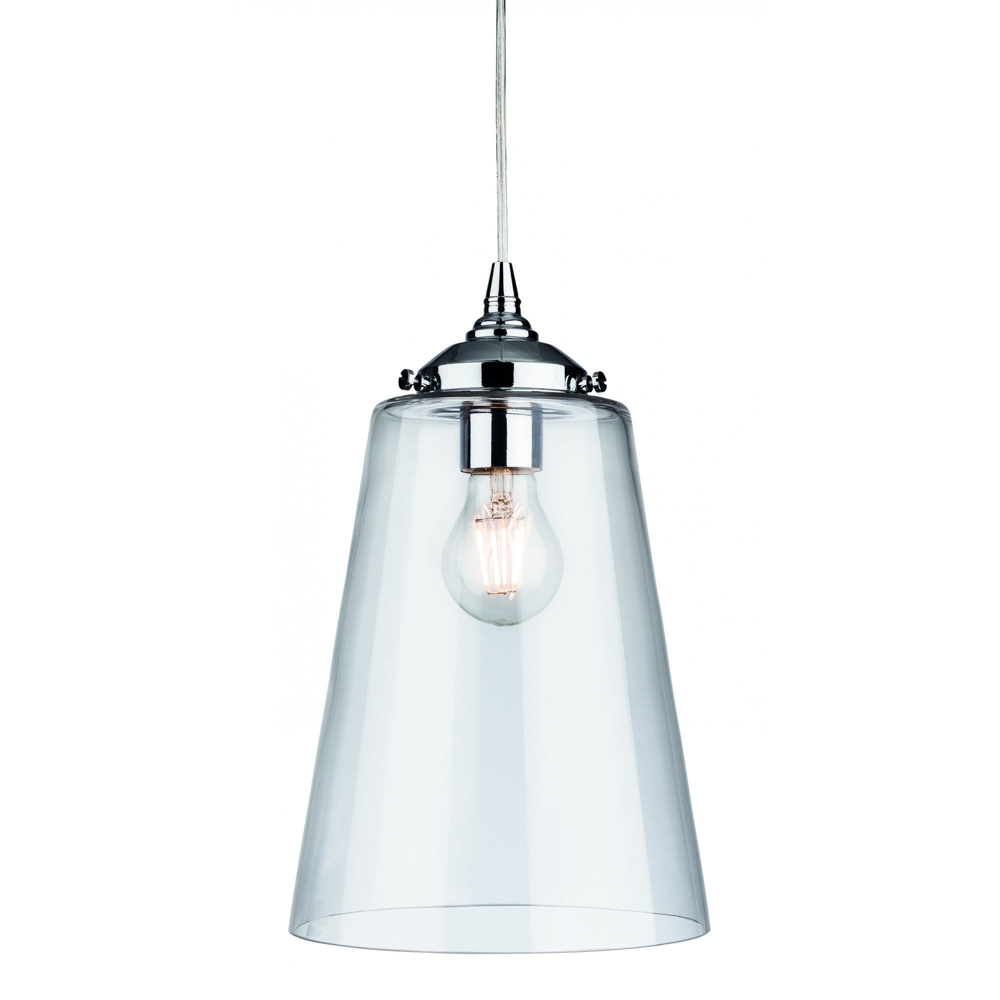 Seville Traditional Ceiling Pendant In Polished Chrome Finish With Clear Glass Shade 3728CH