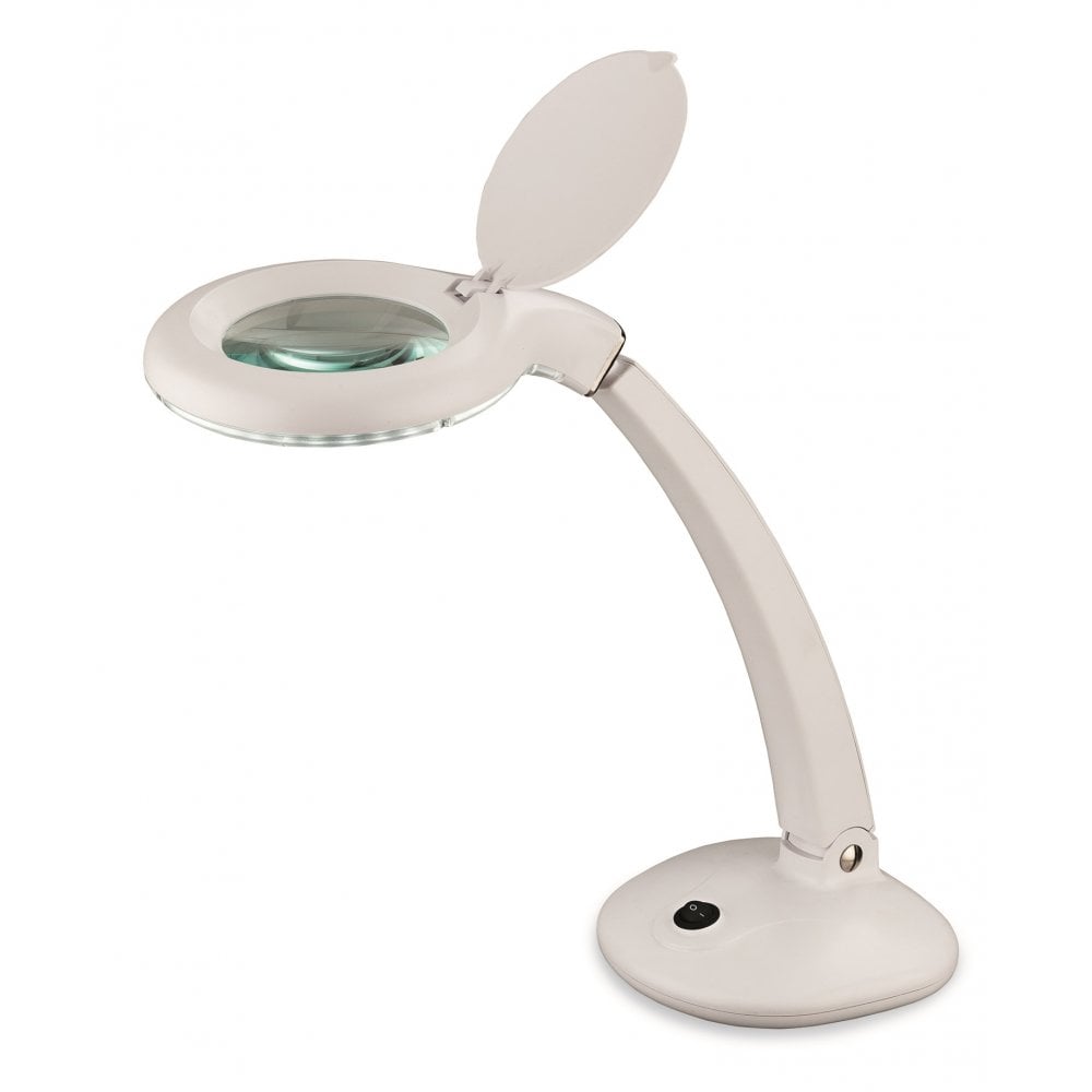 Modern LED Table Lamp In White Finish With A Magnifying Glass 3753WH