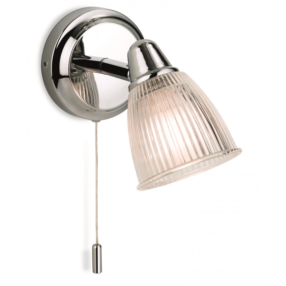 Echo Wall Light In Chrome Finish With Vintage Ribbed Glass Shade 3747CH