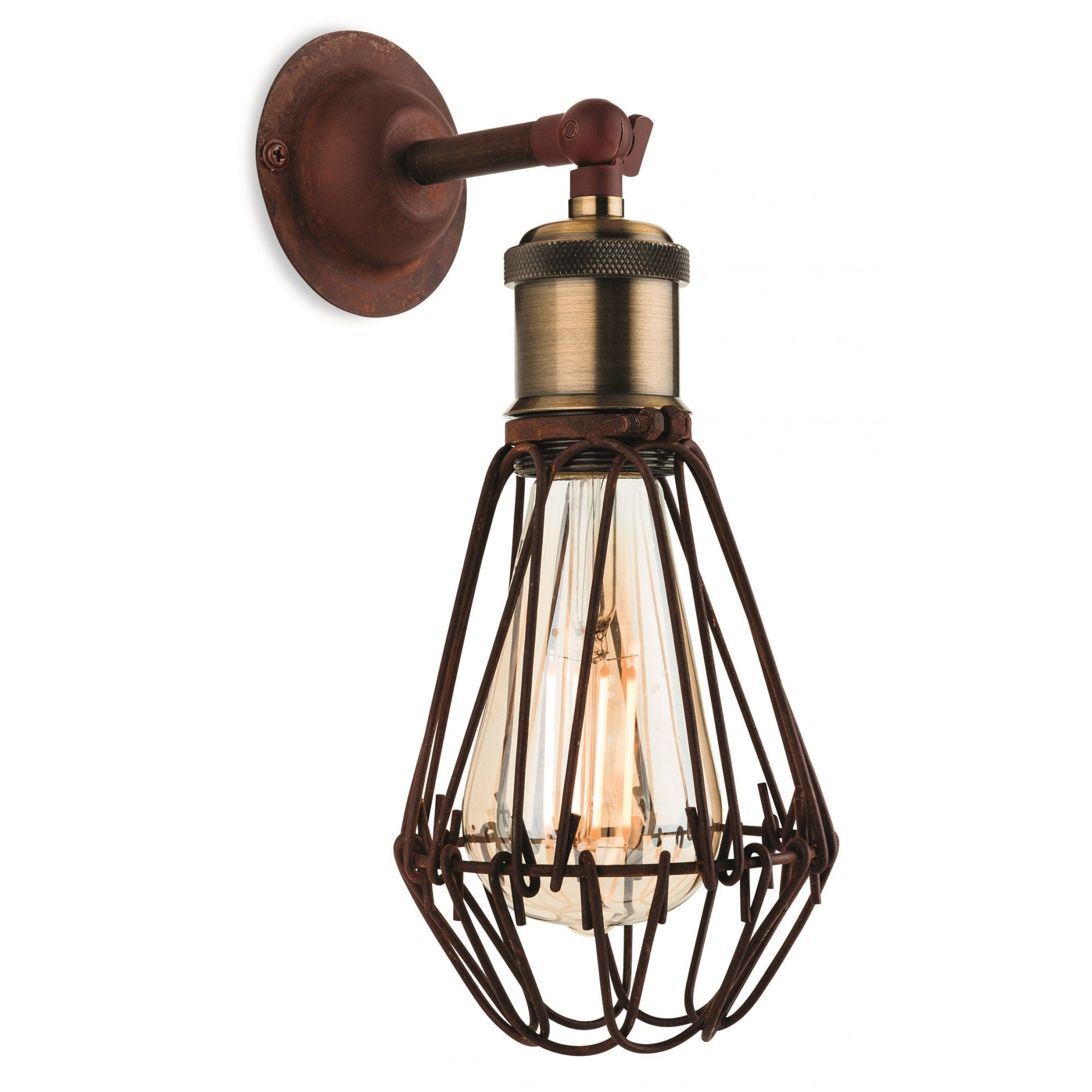 Arcade Industrial Single Wall Light In Rustic Brown Finish 3712RB