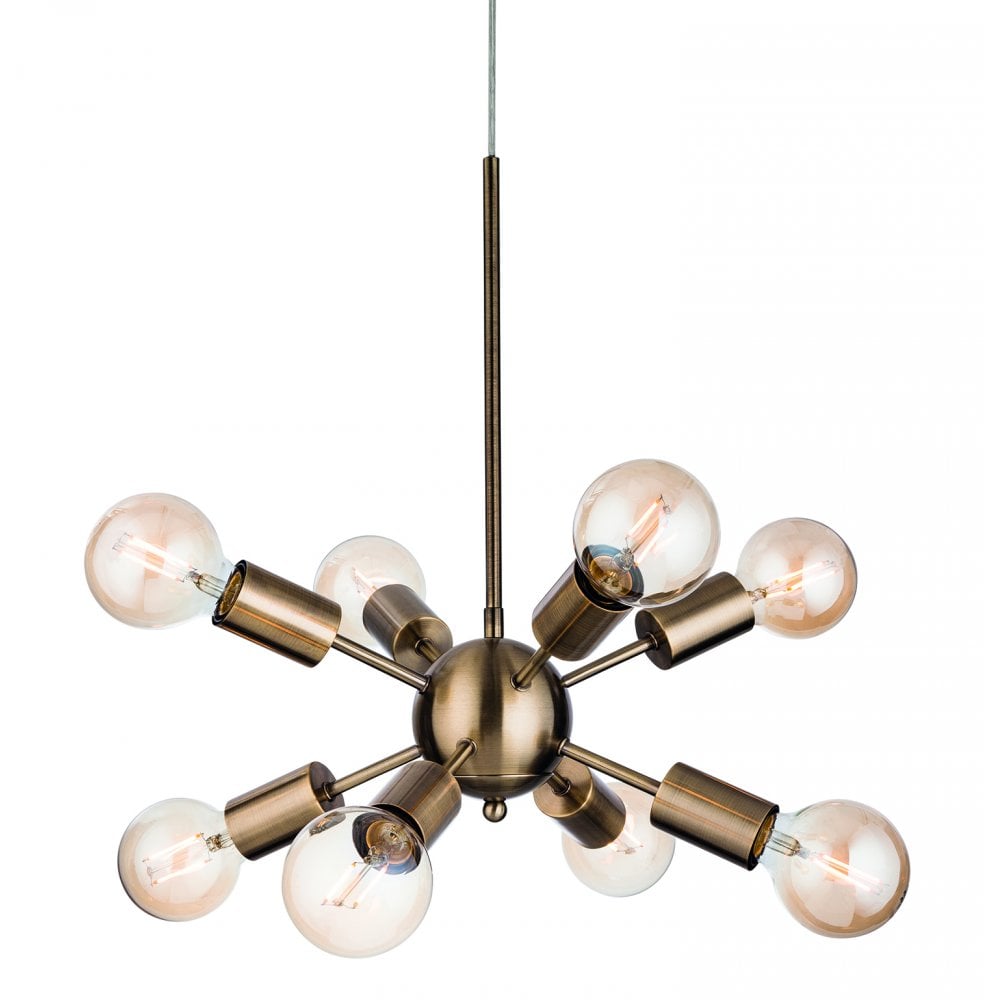 Alfa Modern 8 Light Ceiling Pendant In Antique Brass Finish 3710AB