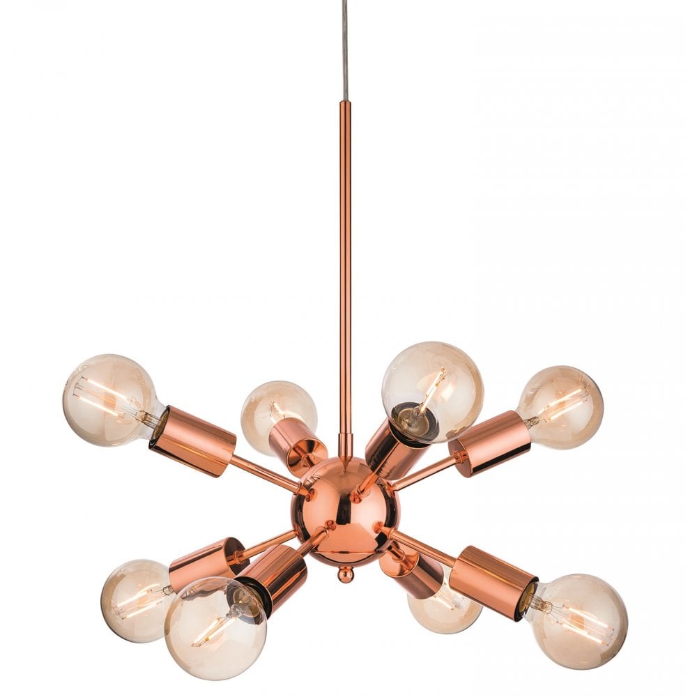 Alfa Modern 8 Light Ceiling Pendant In Copper Finish 3710CP
