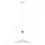 Darwin Ceiling Pendant Light In Matt White Finish With Natural Wood Crown FE-DARWIN-P