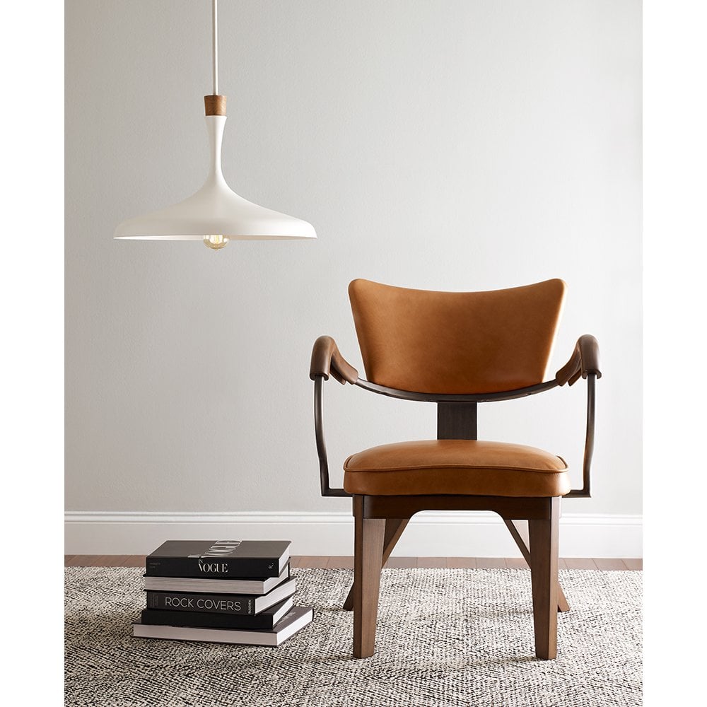 Darwin Ceiling Pendant Light In Matt White Finish With Natural Wood Crown FE-DARWIN-P