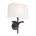 Georgia Wall Light In Aged Iron Finish With White Linen Shade FE-GEORGIA1
