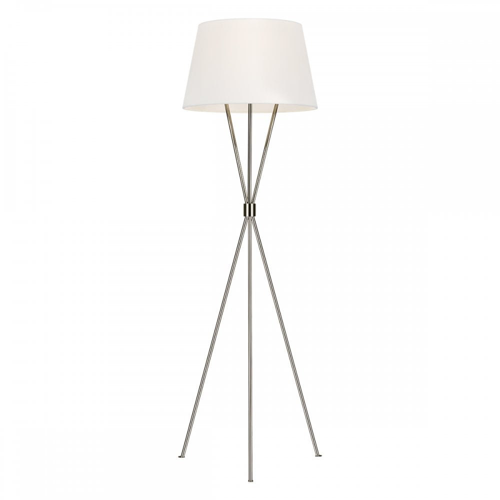 Penny Contemporary Floor Lamp In Polished Nickel With White Linen Shade FE-PENNY-FL-PN